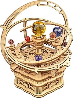 Hands Craft DIY 3D Music Box Wooden Puzzle â€“ Gear Driven, Starry Night Laser Cut Assembly Model Building Kit Brain Teaser Puzzles Educational STEM Toy for Adults and Teens AMK51