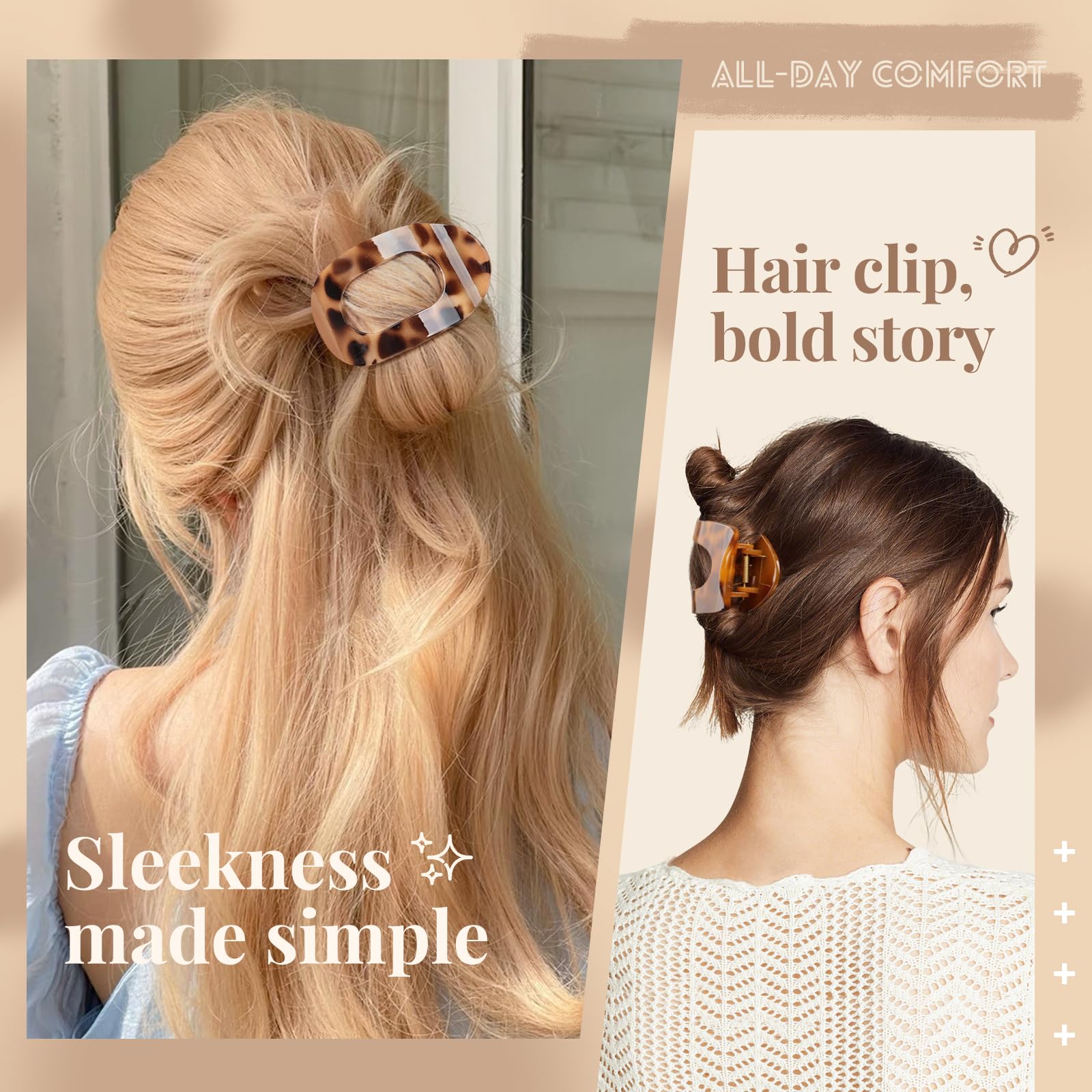 Tumurup Flat Hair Clips for Women, Large Claw Clips, 4-Pack, Lightweight & Comfortable, Non-Slip, for Thick & Thin Hair - Image 3