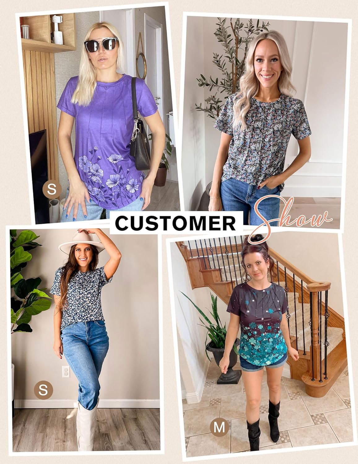 Zeagoo Womens Casual T Shirts for Summer 2025 Short Sleeve Crewneck Tunic Shirts Floral Print Tops Pleated Dressy Blouse - Image 6