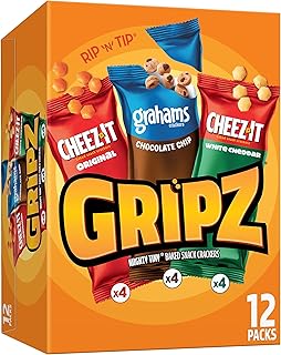 Gripz Mini Baked Snack Crackers, Sweet and Salty Snacks, Variety Pack, 11oz Box (12 Pouches)