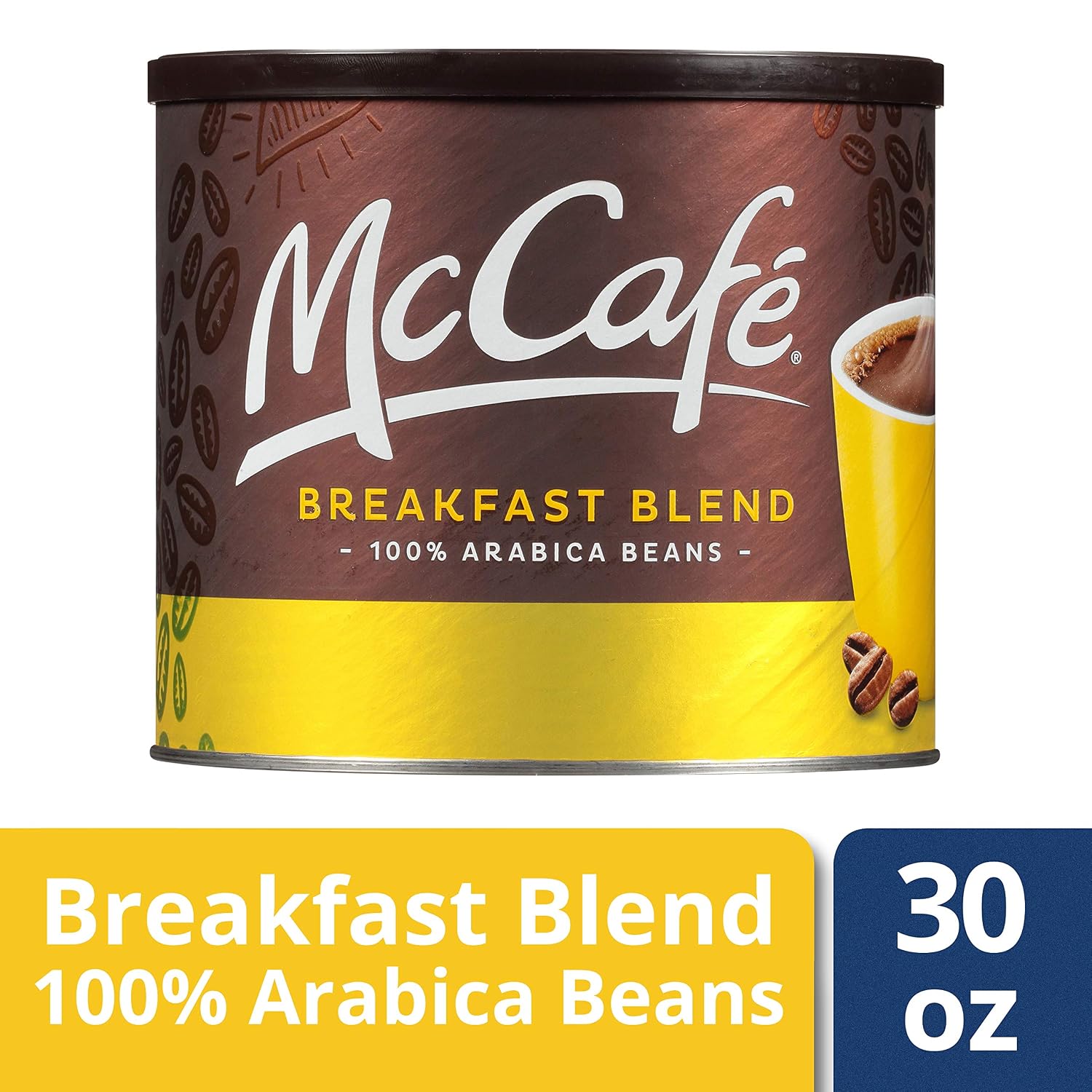 McCafé Breakfast Blend Light Roast Ground Coffee (30 oz Canisters, Pack of 2))