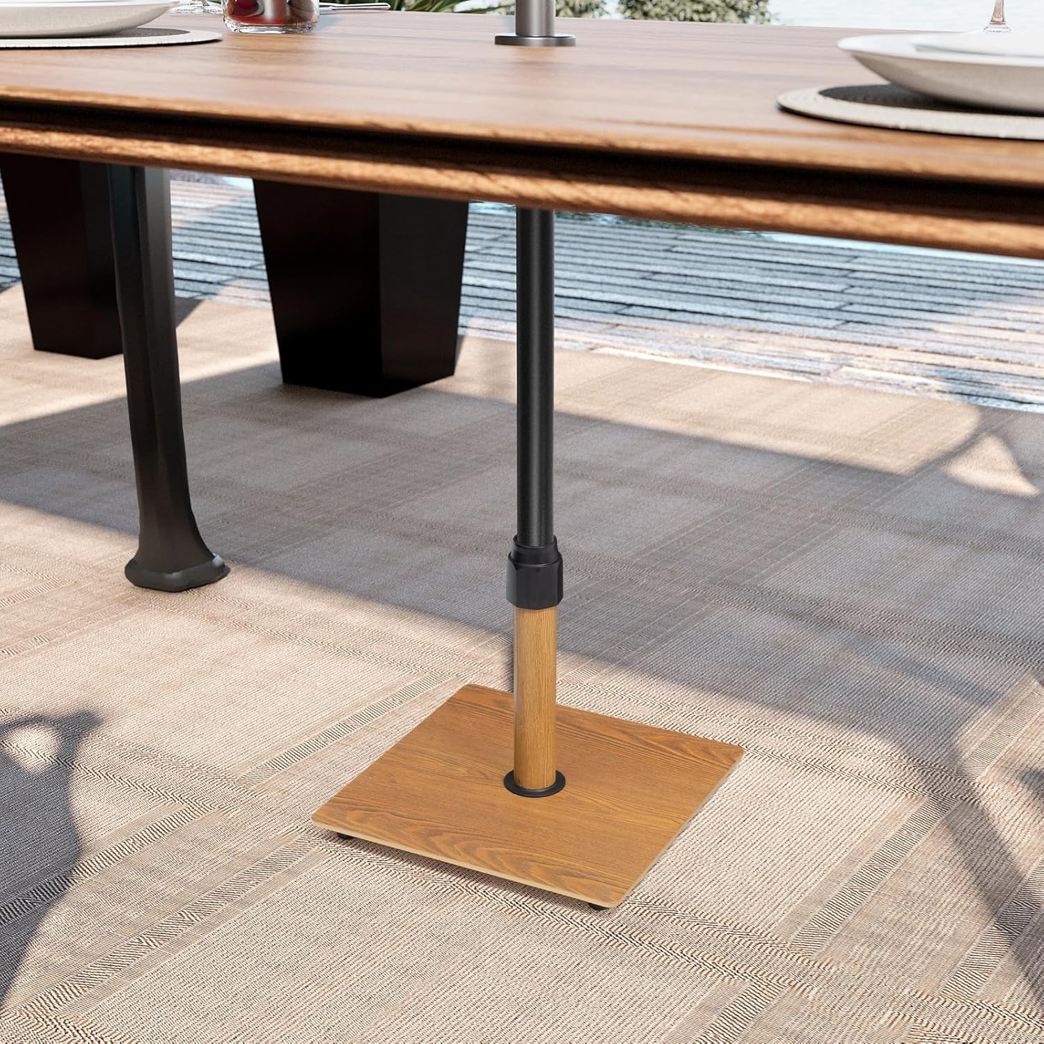 Crestlive Products Patio Umbrella Base, 30lbs Heavy Duty Square Weighted Stand with Adjustable Foot for Outdoor, Backyard, Market Umbrellas, Sun Shade, Deck, Poolside