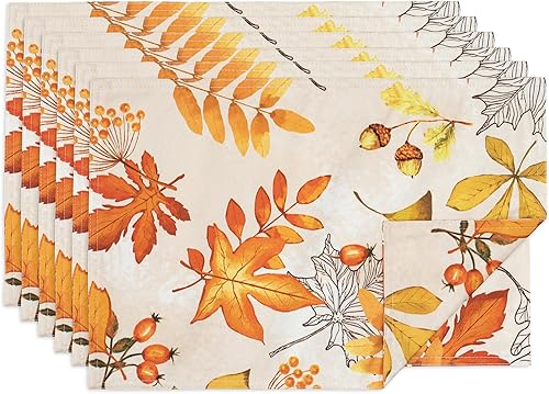 Juego de 6 manteles individuales para mesa de comedor, reversibles y resistentes al calor, antideslizantes, para mesa de cocina, 13 x 19 pulgadas,