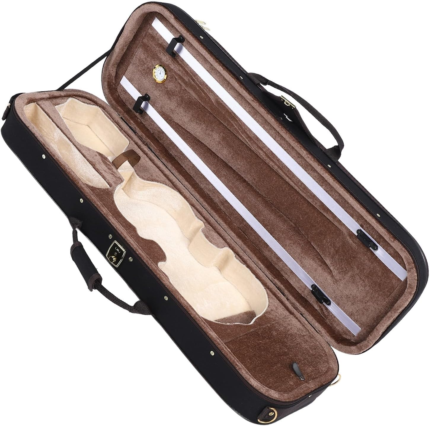 LiebeWH Full Size 4/4 Violin Case with Hygrometer, Oxford Cloth Hard Shell Violin Box, Reflective Material, Easy Carrying with Shoulder Straps and Handle
