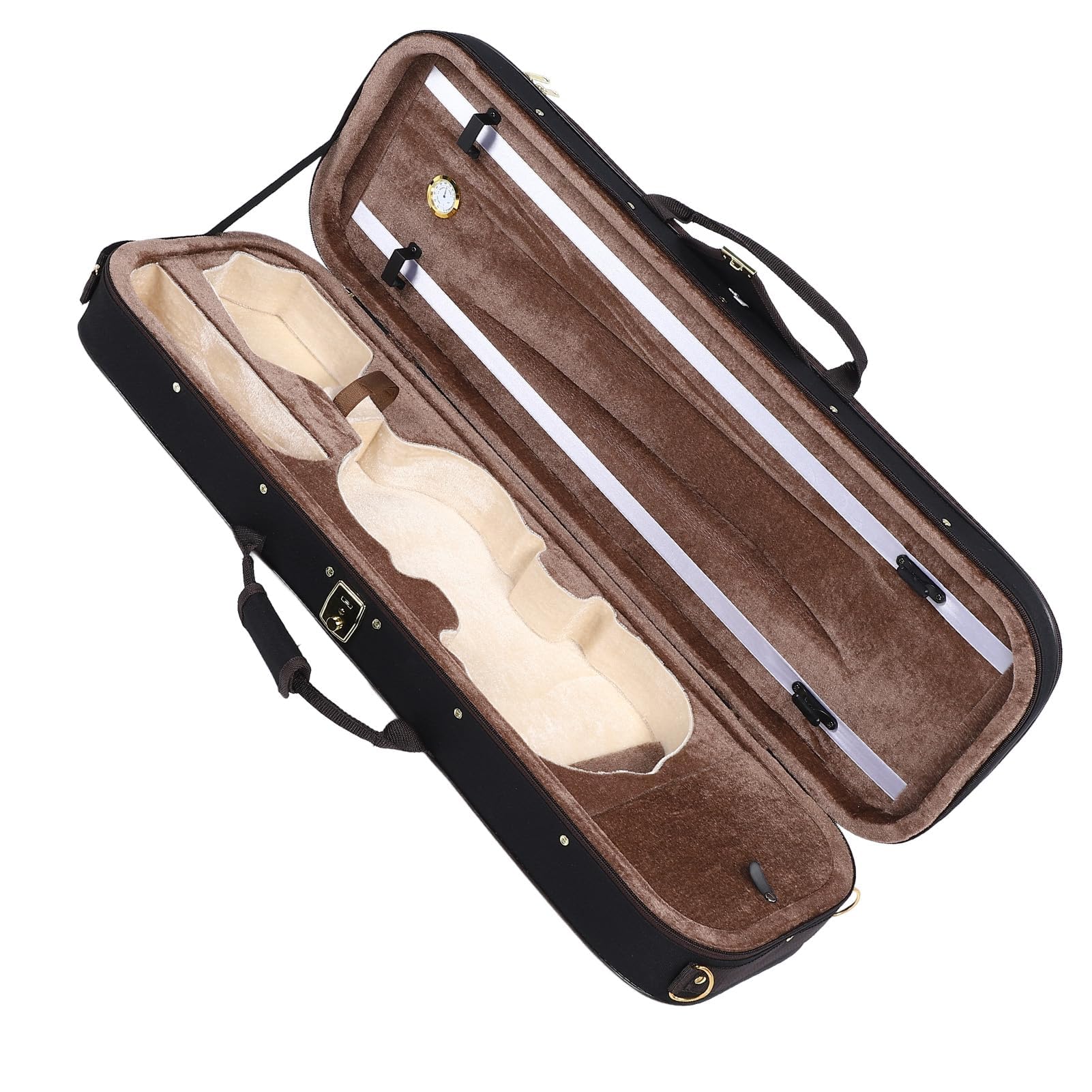 LiebeWH Full Size 4/4 Violin Case with Hygrometer, Oxford Cloth Hard Shell Violin Box, Reflective Material, Easy Carrying with Shoulder Straps and Handle