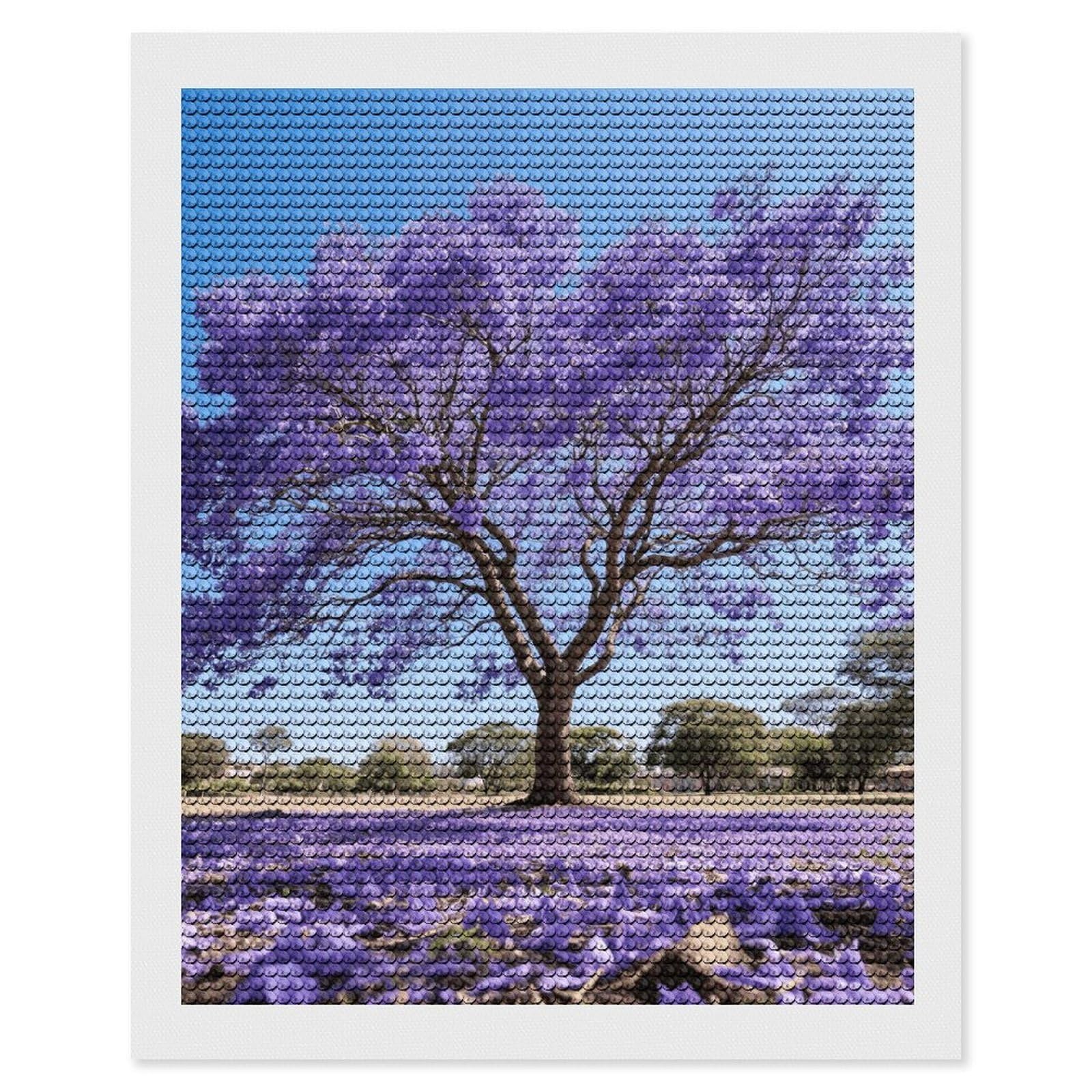 FodPand Jacaranda 5D Diamond Painting Kits for Adults Beginners Full Drill Round Diamond Dots Pictures Gem Art Supplies for Home Wall Room Decoration DIY Craft Set Gift 16x20