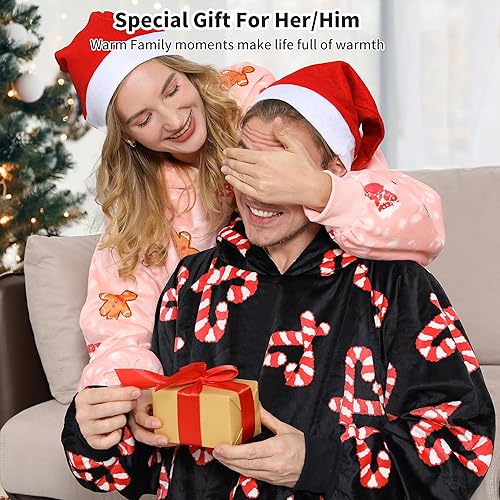 Miniatura 3 de Winthome - Manta con capucha para mujeres y hombres acogedora y cálida manta de sherpa manta de gran tamaño con bolsillo gigante grisbeige XL