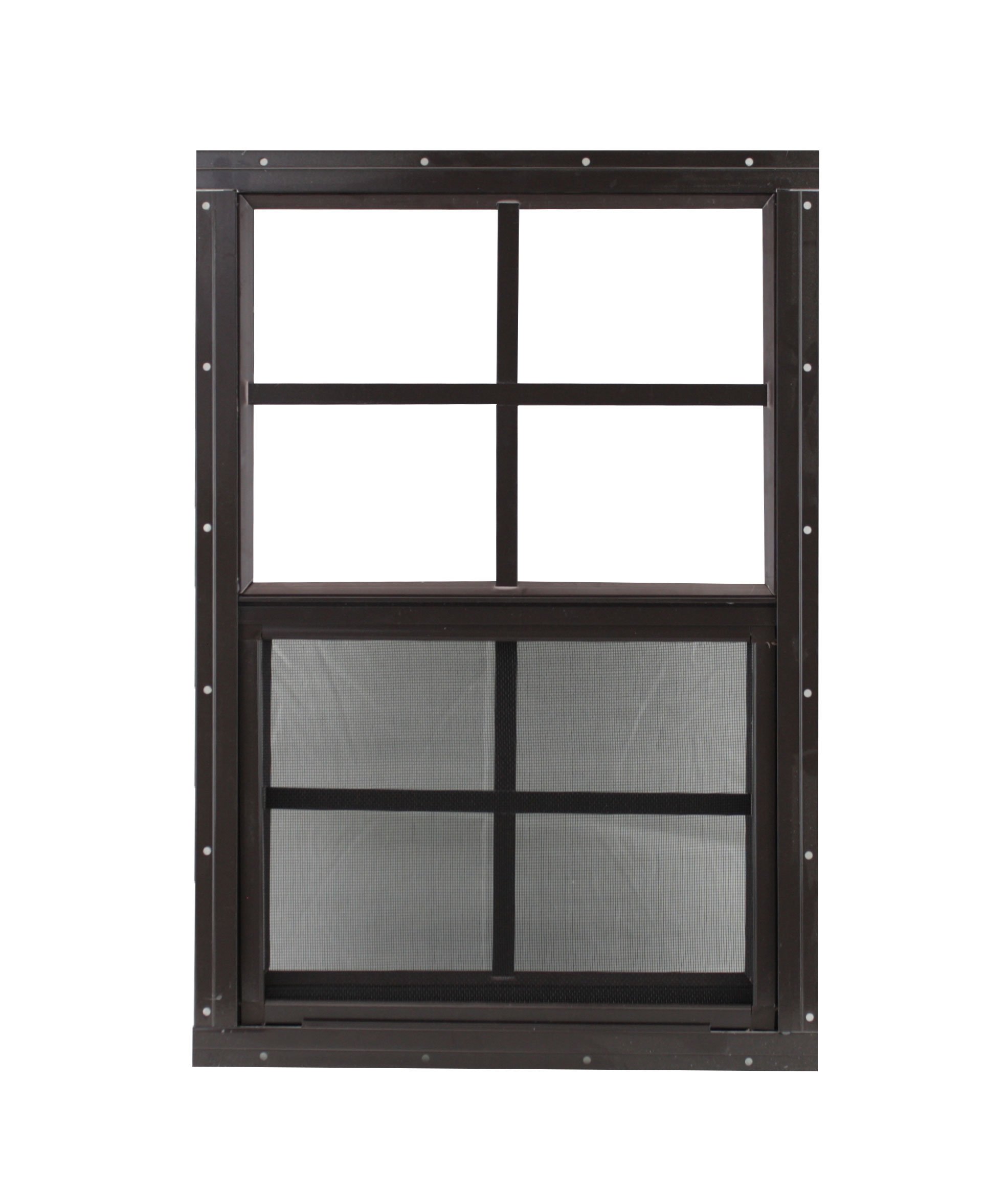 Shed Windows and More12" w x 18" t Black Flush Aluminum shed Windows Tempered Glass Vertical Slider with Screen