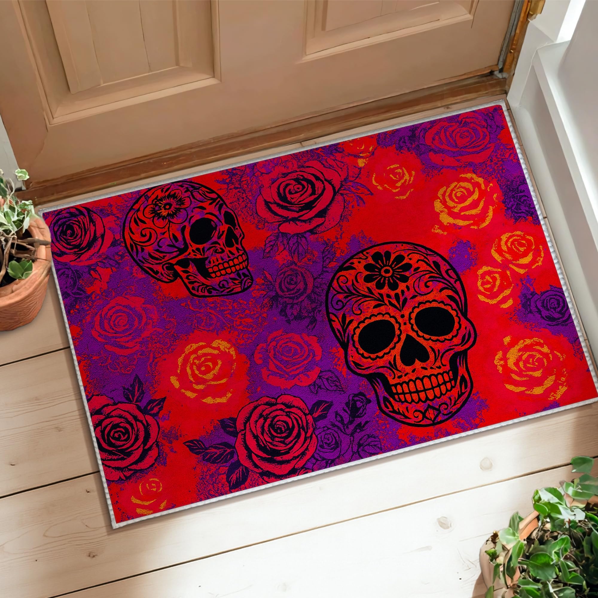 Tapis tête de mort anti-encombrement poils bas pour entrée et cuisine
