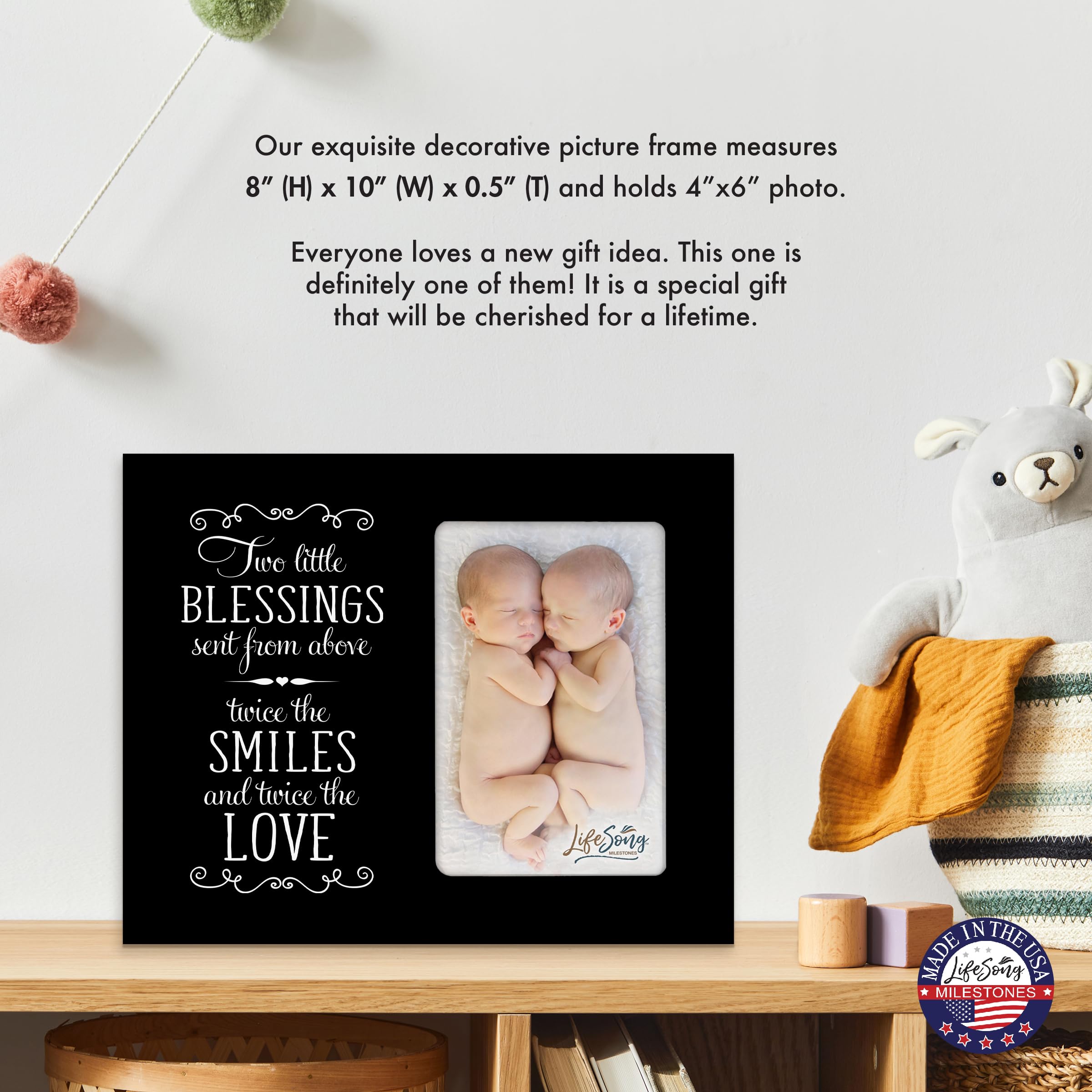 LifeSong Milestones Baby Announcement Photo Frame: Preserve Cherished Memories with this Adorable Keepsake, Perfect for New Parents holds 4x6 Picture for Boys Girls