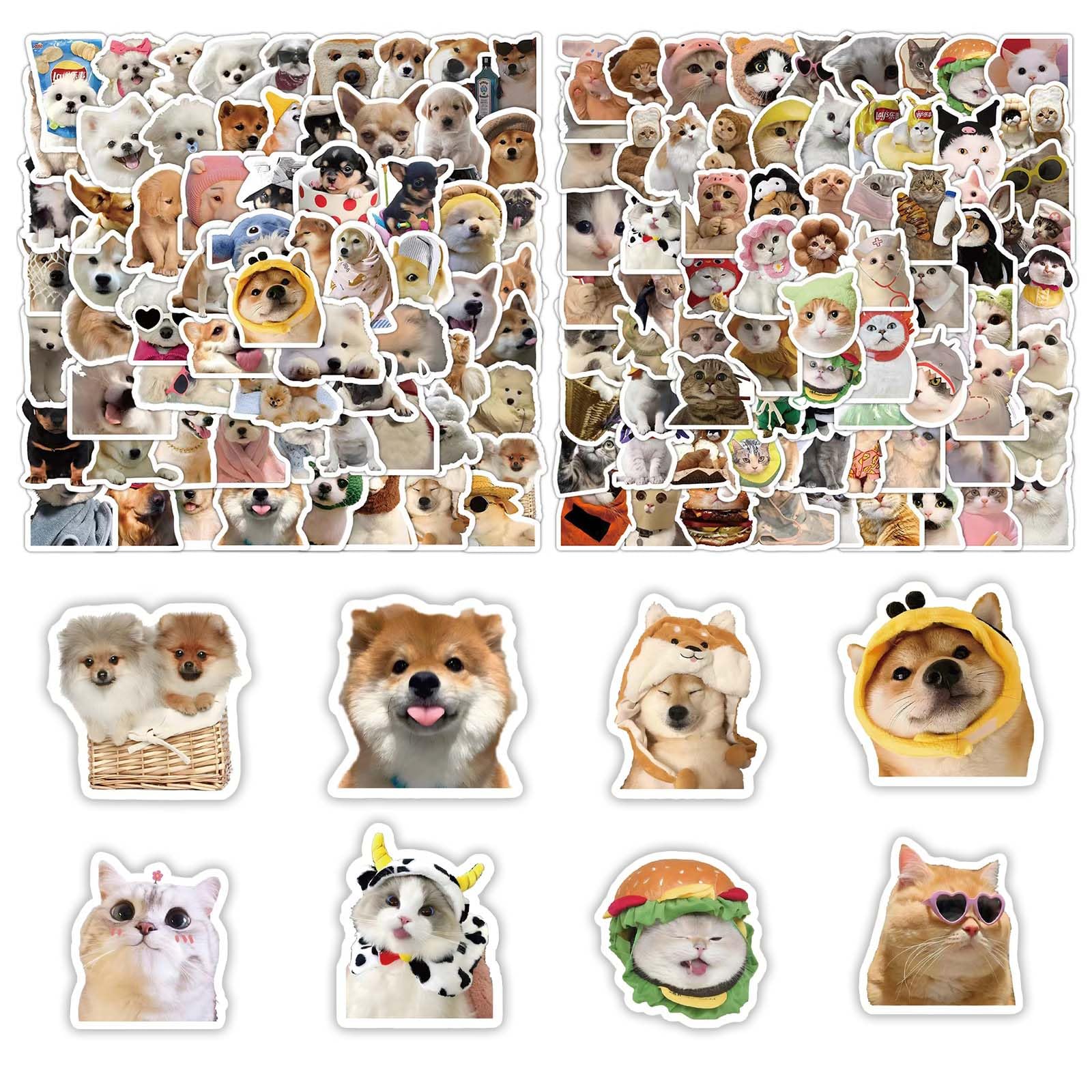 TICKLELY 200 Hojas Pegatinas - Estéticas, Kawaii, Lindas Pegatinas de Perros y Gatos, Ideales para Bicicletas, Maletas y Decoraciones Variadas