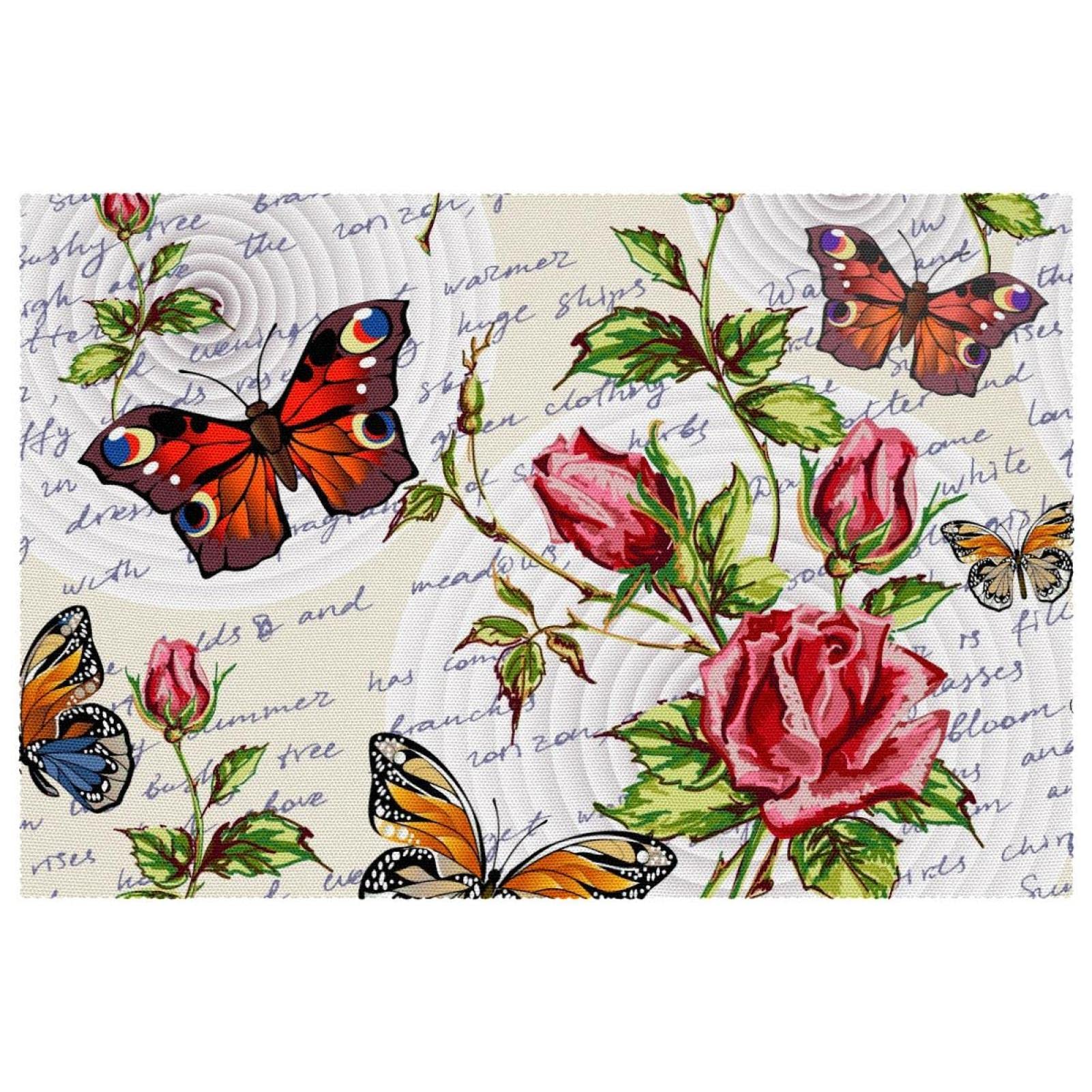 Set de table motif papillons haut de gamme lot de 6 résistant pour art de la table raffiné