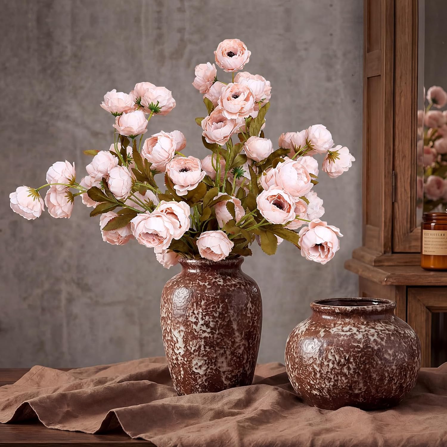 8 Pcs Faux Silk Peony - Artificial Peonies Stems Fake Silk Peony Branches Real Look for Vase DIY Flower Arrangements Home Living Room Kitchen Office Wedding Table Decor - Blush Pink