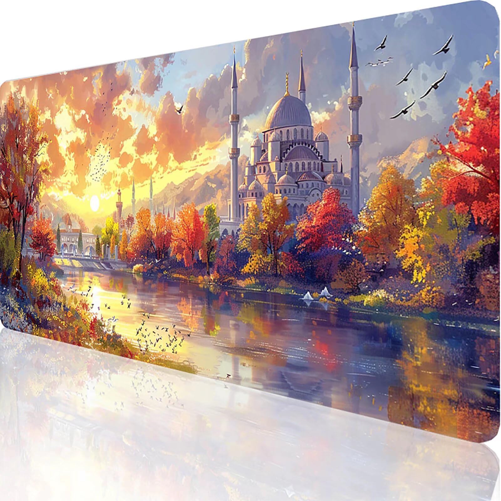 Gamingowa podkładka pod mysz, żółta podkładka pod mysz, XXL, 1400 x 600 x 3 mm, XXL, podkładka pod mysz, akcesoria gamingowe z antypoślizgową podkładką, wodoodporna i trwała, do ozdabiania myszy i