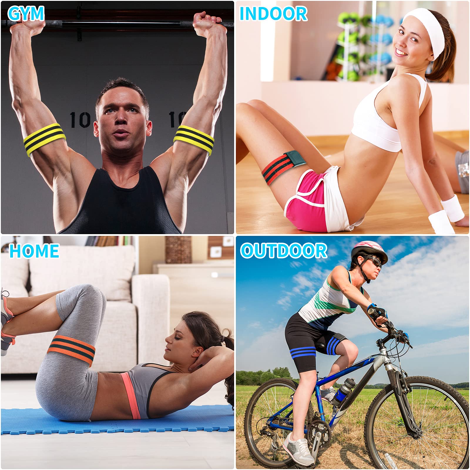 Booty Band per glutei da donna, 2 fasce elastiche per restrizioni del flusso sanguigno,fasce elastiche per la crescita muscolare occlusione,con fibbia a pizzico morbida antiscivolo per braccia e gambe allenamento per uomini e donne fasce occlusive