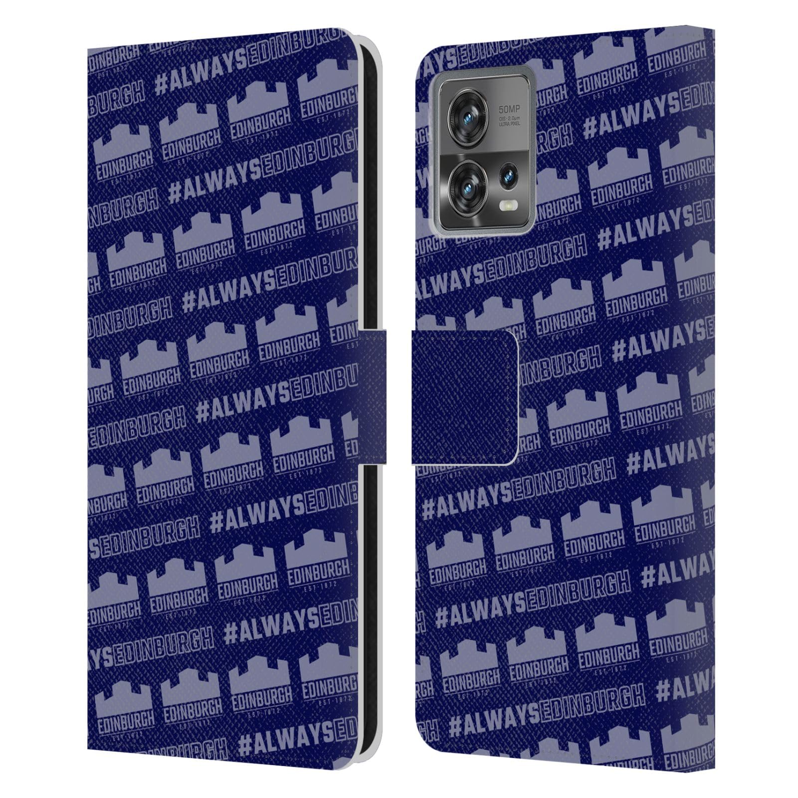 Head Case Designs Officially Licensed Edinburgh Rugby Pattern Logo 2 Leather Book Wallet Case Cover Compatible with Motorola Moto Edge 30 Fusion