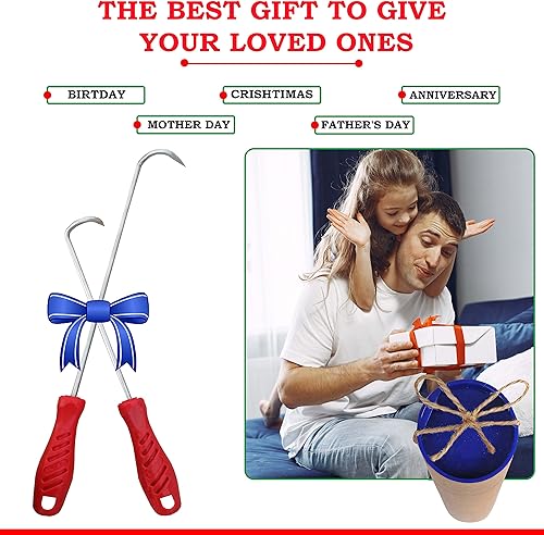 Miniatura 5 de Aleta y volteadores de alimentos  Aleta de coleta  Volteadores de carne para barbacoa de 16 y 12 pulgadas  Gancho largo y corto de acero inoxidable