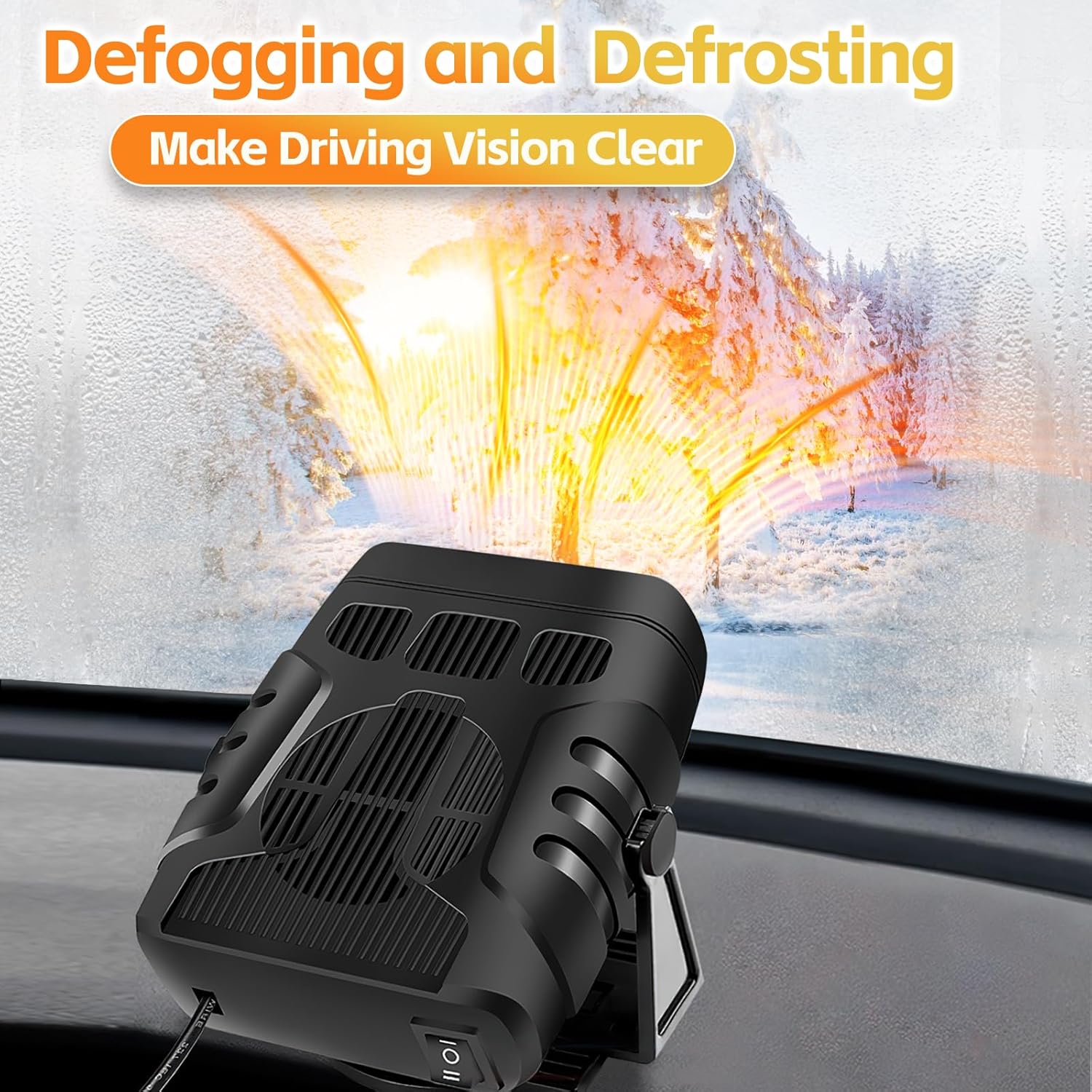 portable 12v car heater, 2 in1 fast heating and cooling fan for car windshield defogger defroster, plug-in cigaerte lighter suitable for vehicles cars suv (depsh330)