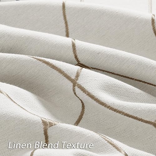 Miniatura 10 de Cortinas texturizadas de lino blanco roto de 90 pulgadas de largo para sala de estar, juego de 2 paneles con pestaña trasera, con bloqueo de luz