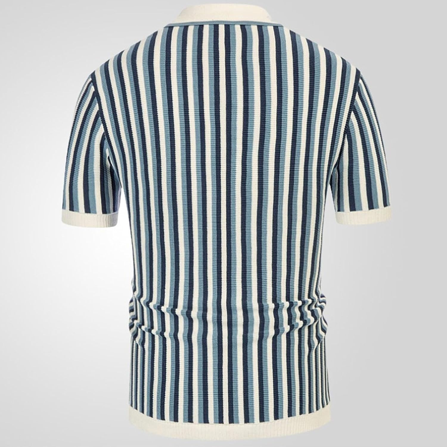 Maiyifu-GJ Men's Slim Fit Button Down Polo Shirts Short Sleeve Ribbed Knit Stretch Polo Shirts Business Casual Lapel Tees