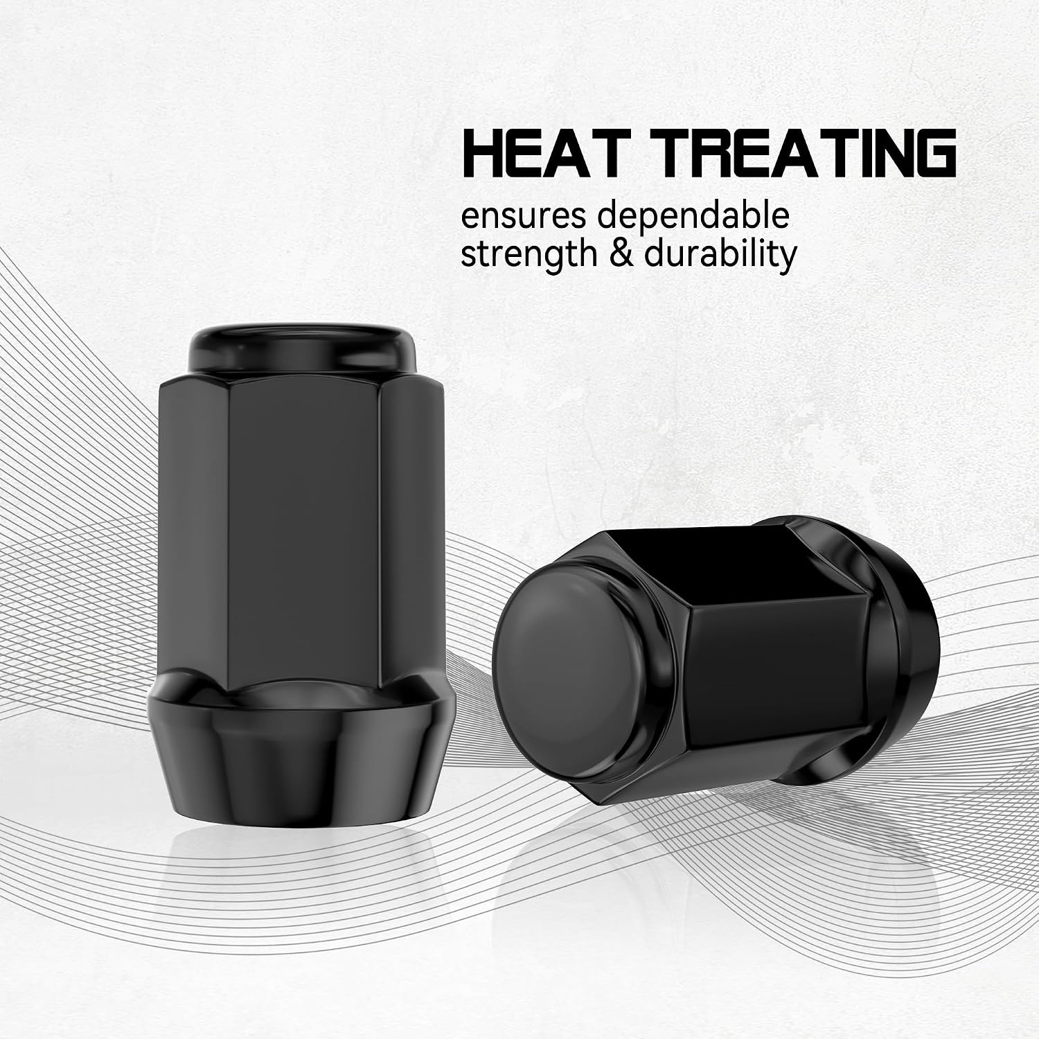 20PCS 1/2-20 1.38 inch Closed End Bulge Acorn Black Lug Nuts - Cone Seat - 19mm Hex Compatible with Bronco Mustang Cherokee Ranger Explorer Liberty YJ TJ KJ KK ZJ WJ WK XK MJ XJ image 4