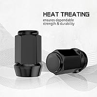 Vista 4 de 20 tuercas negras de 1/2-20 de 1.38 pulgadas, asiento cónico hexagonal, compatible con Bronco Mustang Cherokee Ranger Explorer Liberty YJ TJ KJ KK