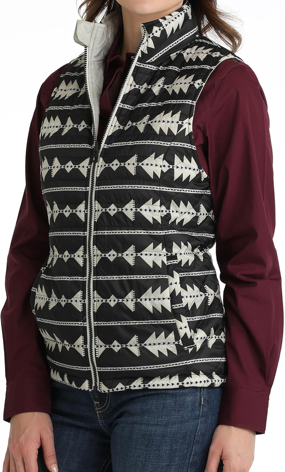 Cinch Women's Reversible Grey Aztec Quilted Vest