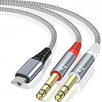 Vista 8 de Cable de audio USB C a 1/4 de pulgada, cable mono USB C a TS dual, cable de audio TS de 0.250 in a doble TS para smartphone, tableta, laptop enlace