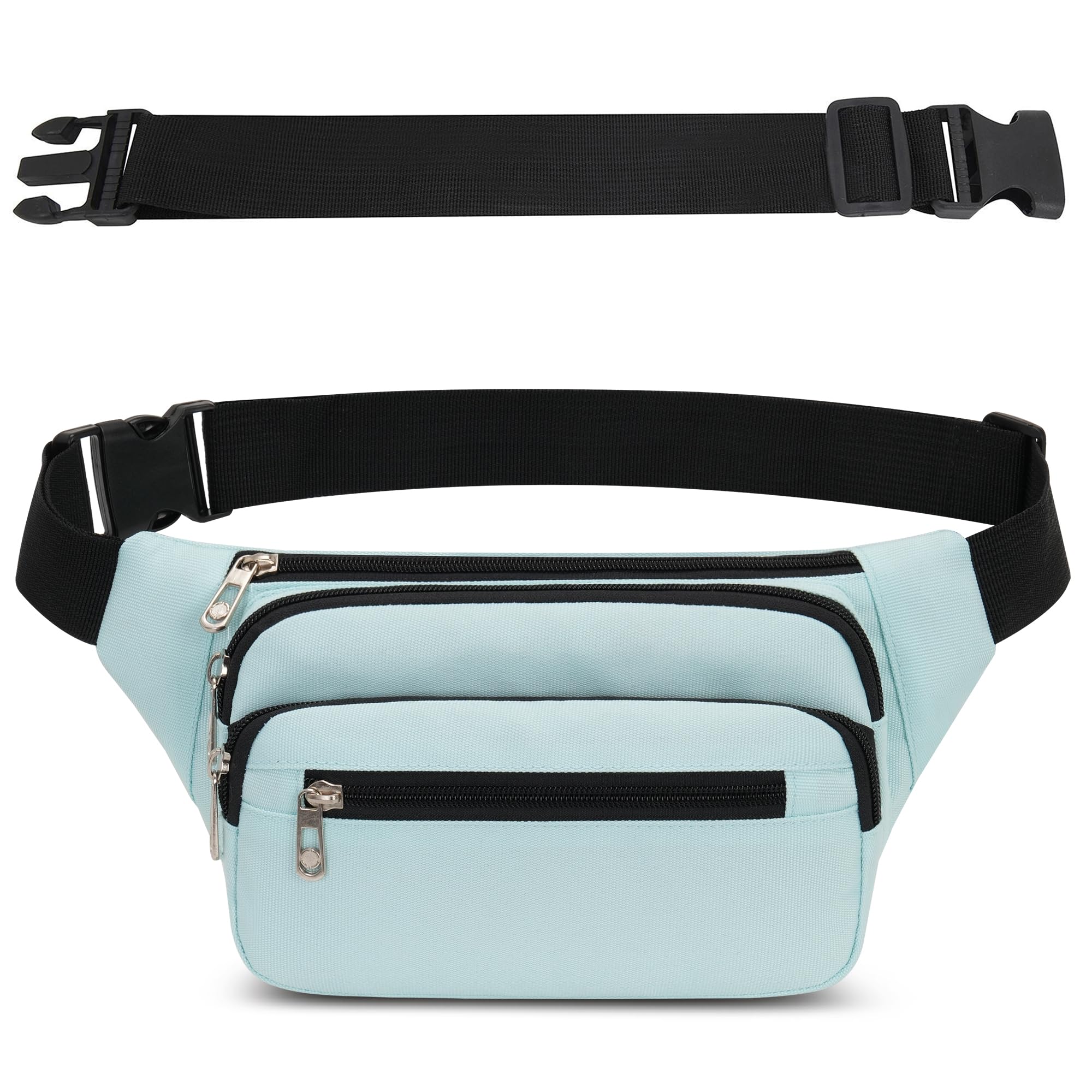 Riñonera Hombre Mujer Deportiva Unisex con Cinturón Ajustable Extendido de 60 cm y 4 Bolsillos con Cremallera Bolsa para Entrenamiento al Aire Libre Viajes Casual Correr Senderismo
