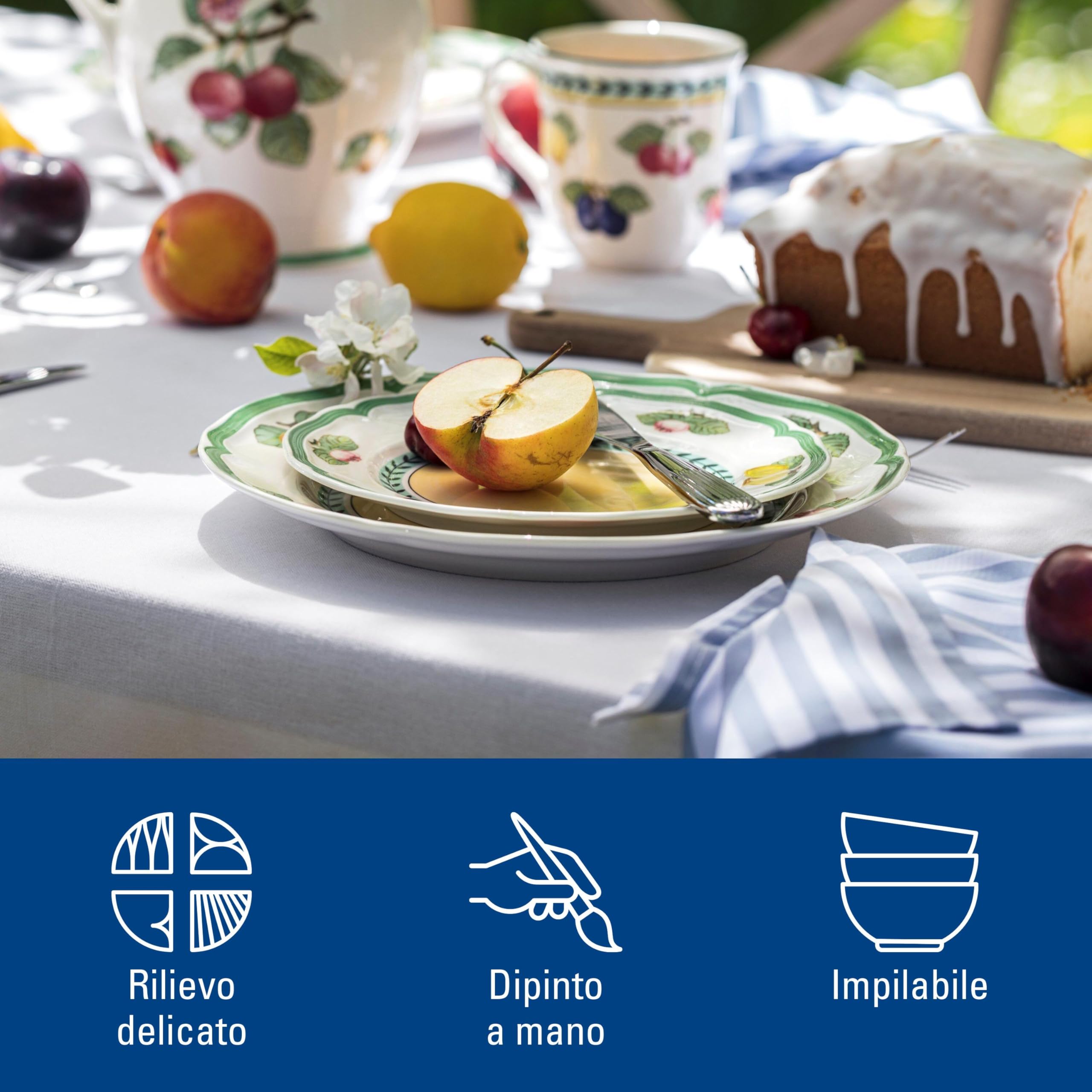 Villeroy & Boch French Garden Fleurence Piatto Rotondo da Colazione, in Porcellana Premium con Motivi di Frutta Estiva, Stile Country, 21 cm