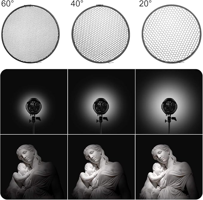 Reflector Difusor Suave Neewer 7 pulgadas con Rejillas de Panal 20/40/60° miniatura 2