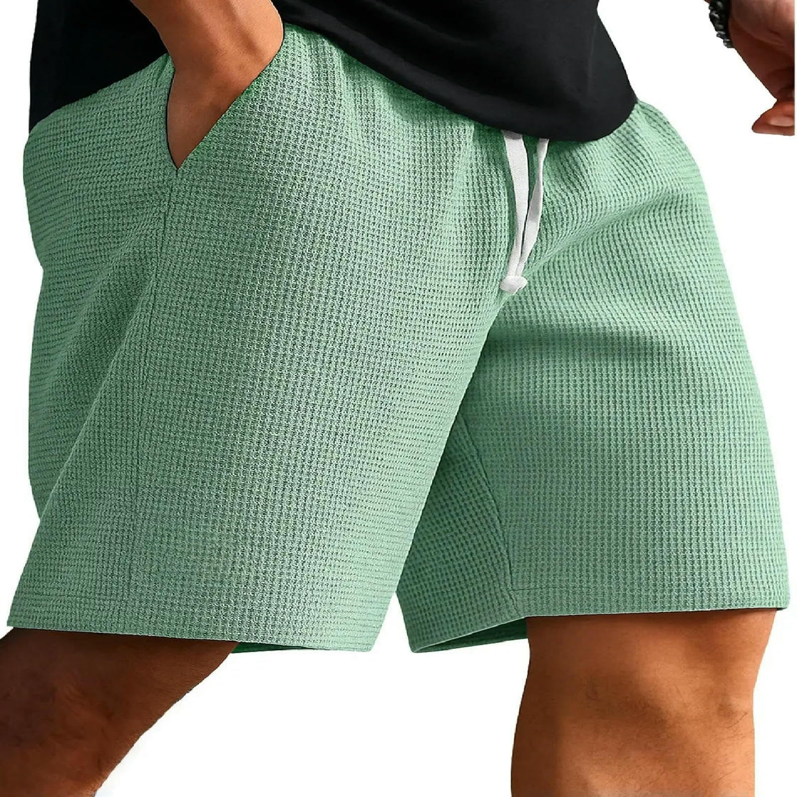 Short jacquard décontracté hommes vert clair style rétro streetwear pour l'été