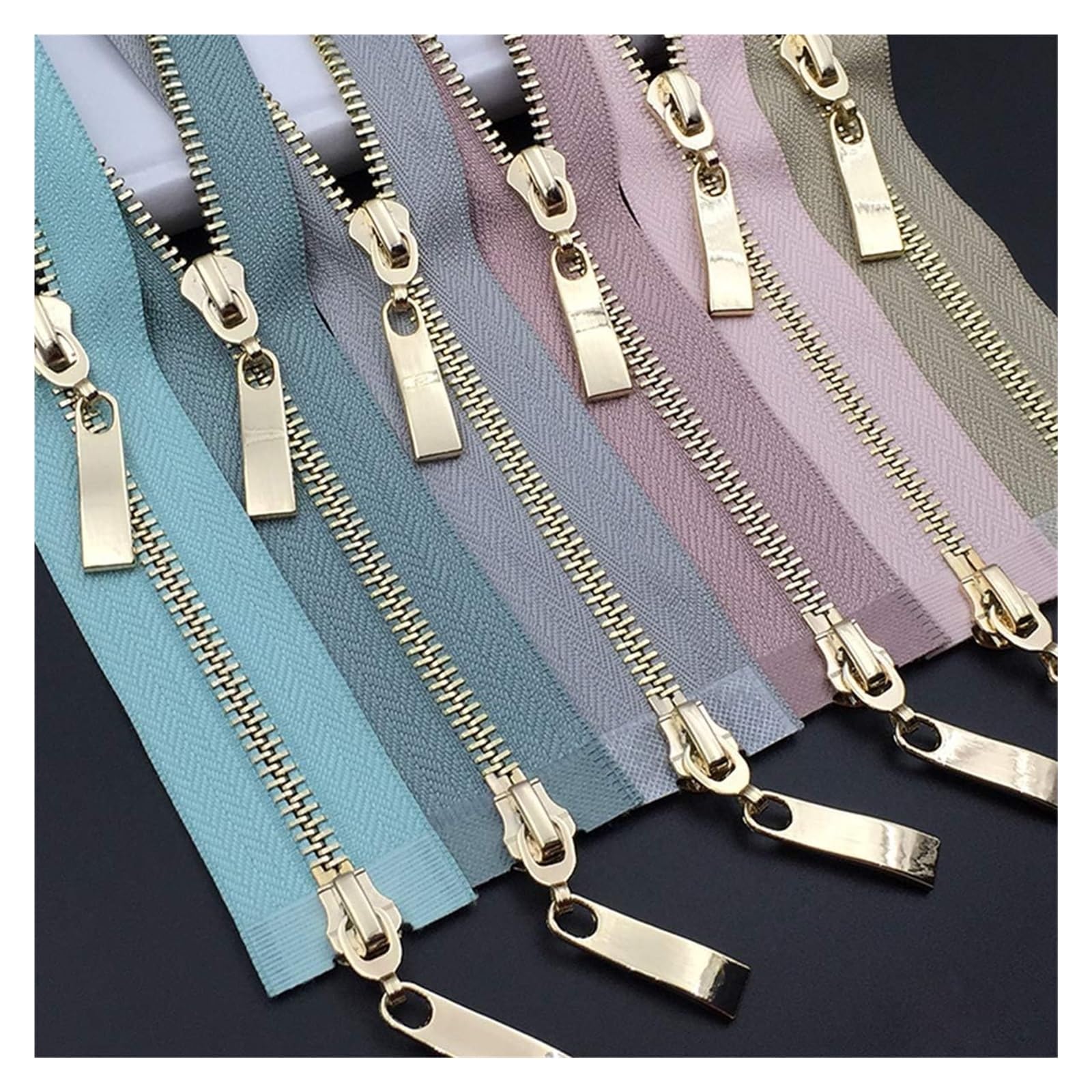 Cremalleras, Cremallera de Extremo Cerrado, 1 Unidad, 80/100/120 cm, Cierre automático, Cremallera metálica Dorada Doble cursor, Ideal for Bolsos y Accesorios Costura(White,120)