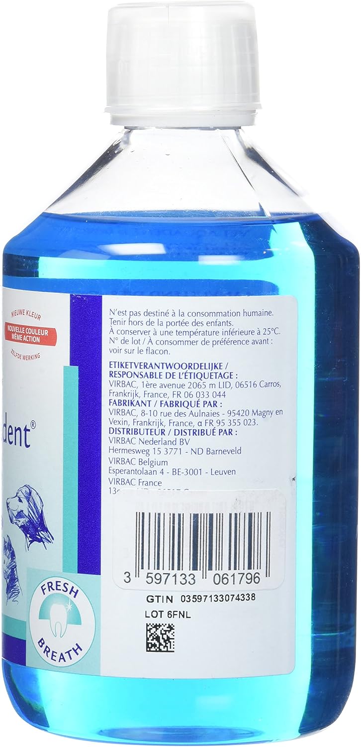 Virbac Vet Aquadent Anti-Plaque Solution for Cat and Dog 500 ml, Liquid, Flavourless, Pet Dental Care Solution - Image 3