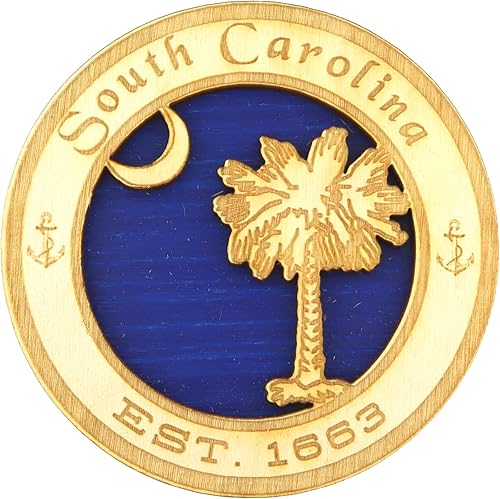 Imán de madera de recuerdo de Carolina del Sur, palmera y media luna, accesorio de playa para refrigerador y casillero, 3.25 pulgadas
