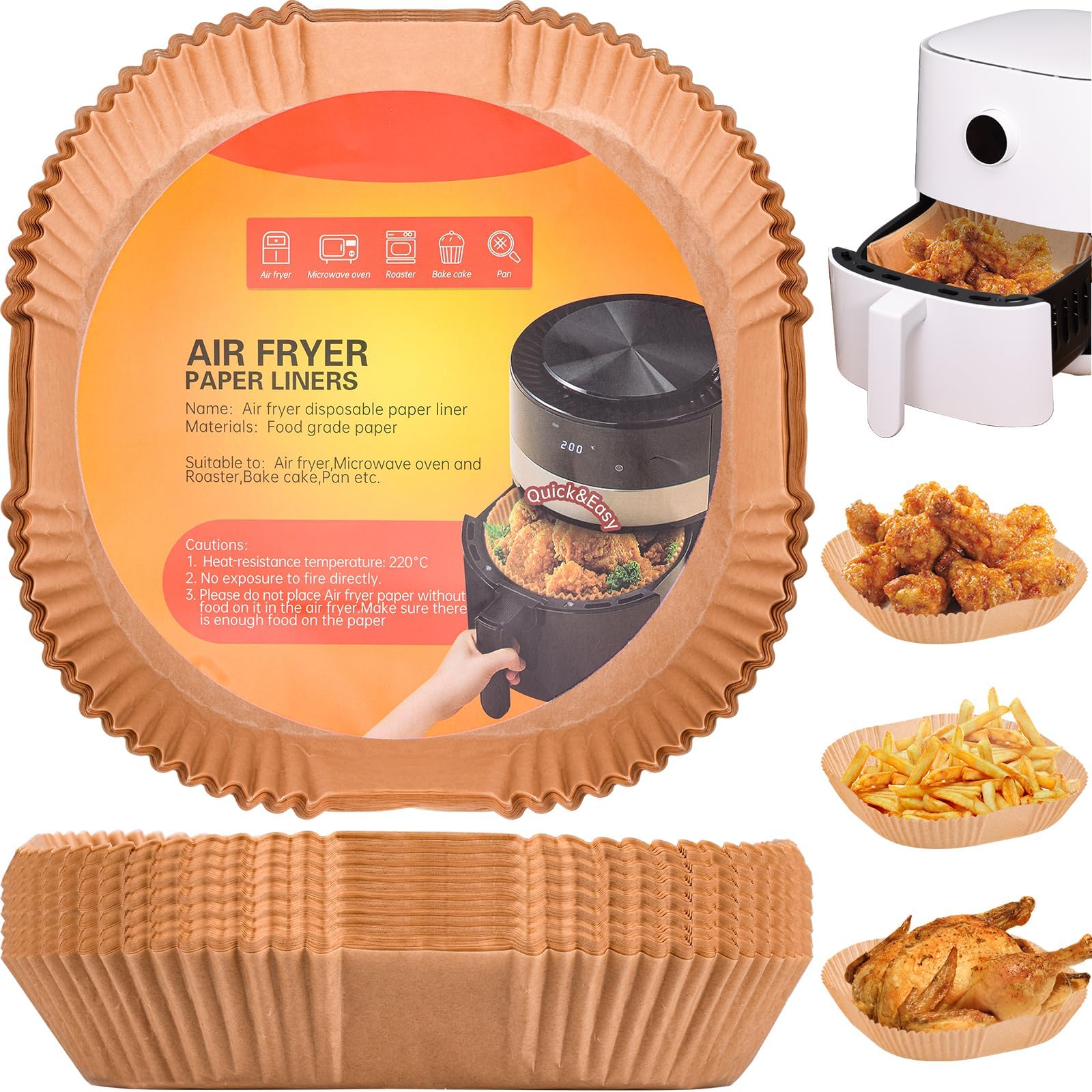 Papier Cuisson pour Air Fryer 100 Pièces de Papier Sulfurisé pour Air Fryer Plateaux