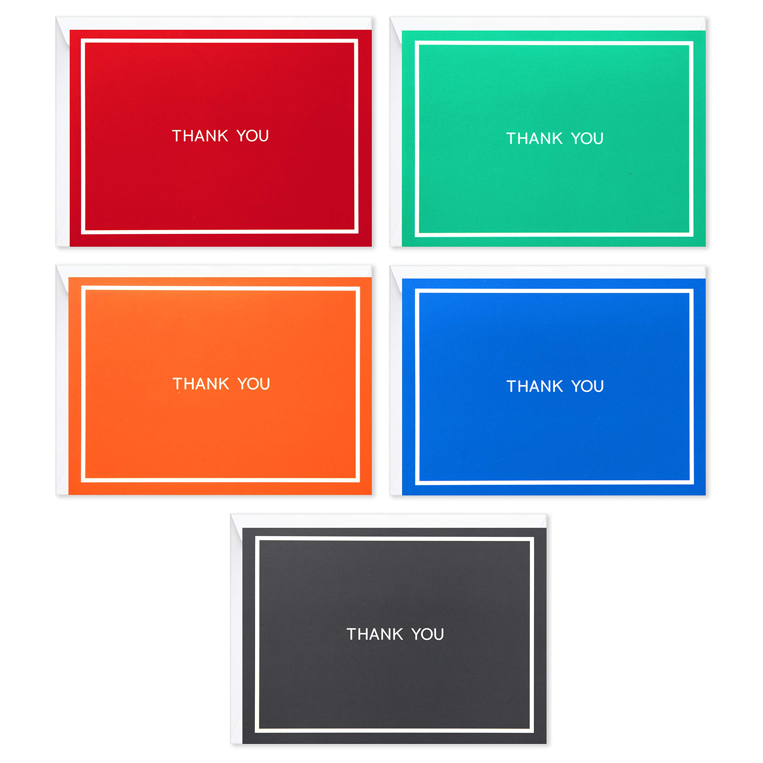 Hallmark Thank You Cards, Assorted Solid Colors (Pack of 50 Note Cards with Envelopes,