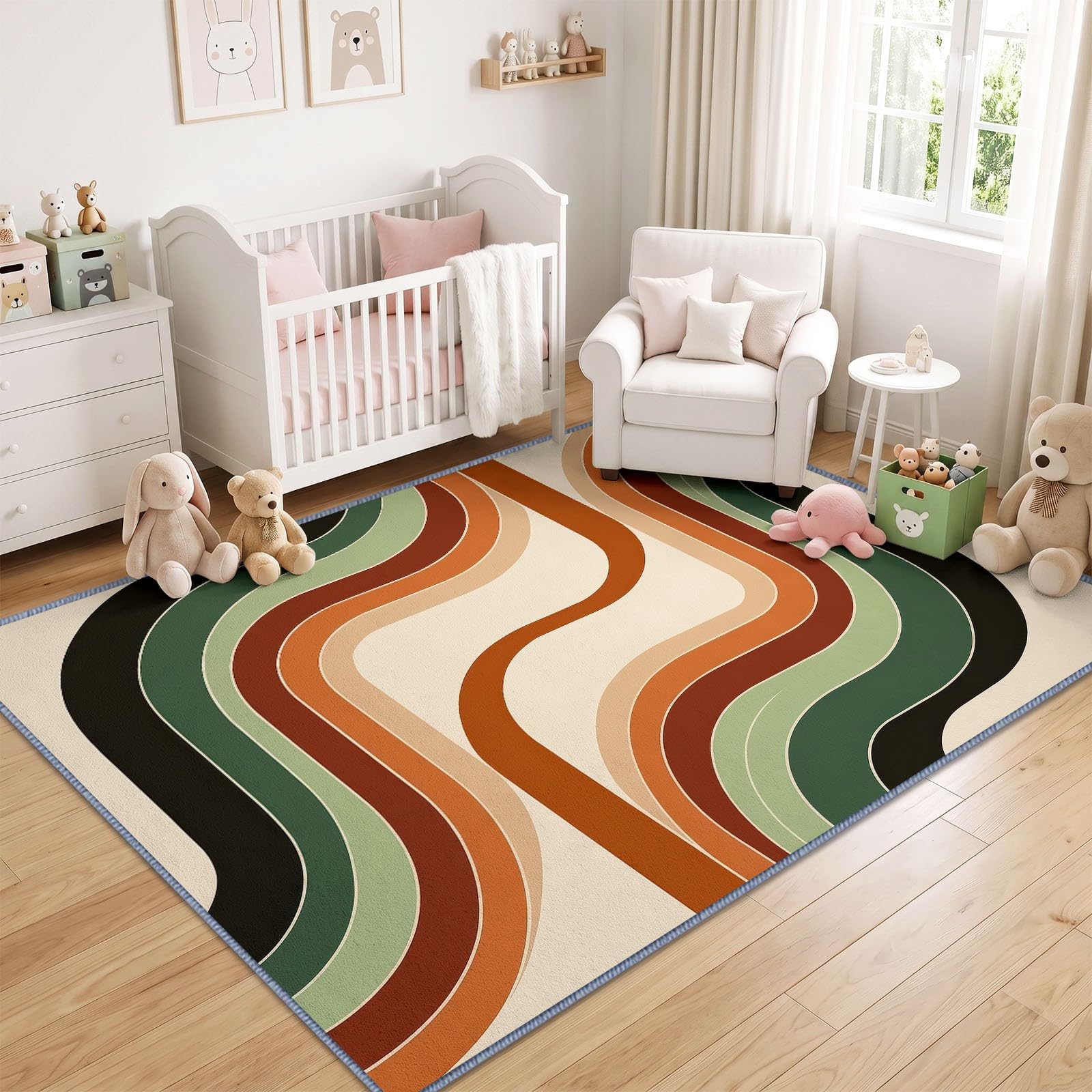 Générique Nastro, tappeto da soggiorno, lavabile, 160 x 230 cm, lavabile in Boemia, astratto, antiscivolo, lavabile in lavatrice, a pelo corto, morbido, per soggiorno, camera da letto o ufficio
