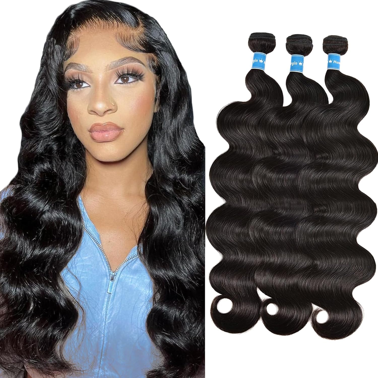 Body Wave Bundle Human Hair 20 22 24 Inch Human Hair Bundles 10A Grade Human Hair Weave Bundles Body Wave Hair 3 Bundles 100% Unprocessed Brazilian
