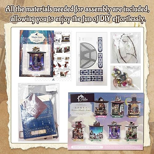 Miniatura 4 de Flever - Kit de casa de muñeca en miniatura creativa con muebles para regalo romántico de San Valentín, serie Botella de los Sueños (Puerta Mágica)