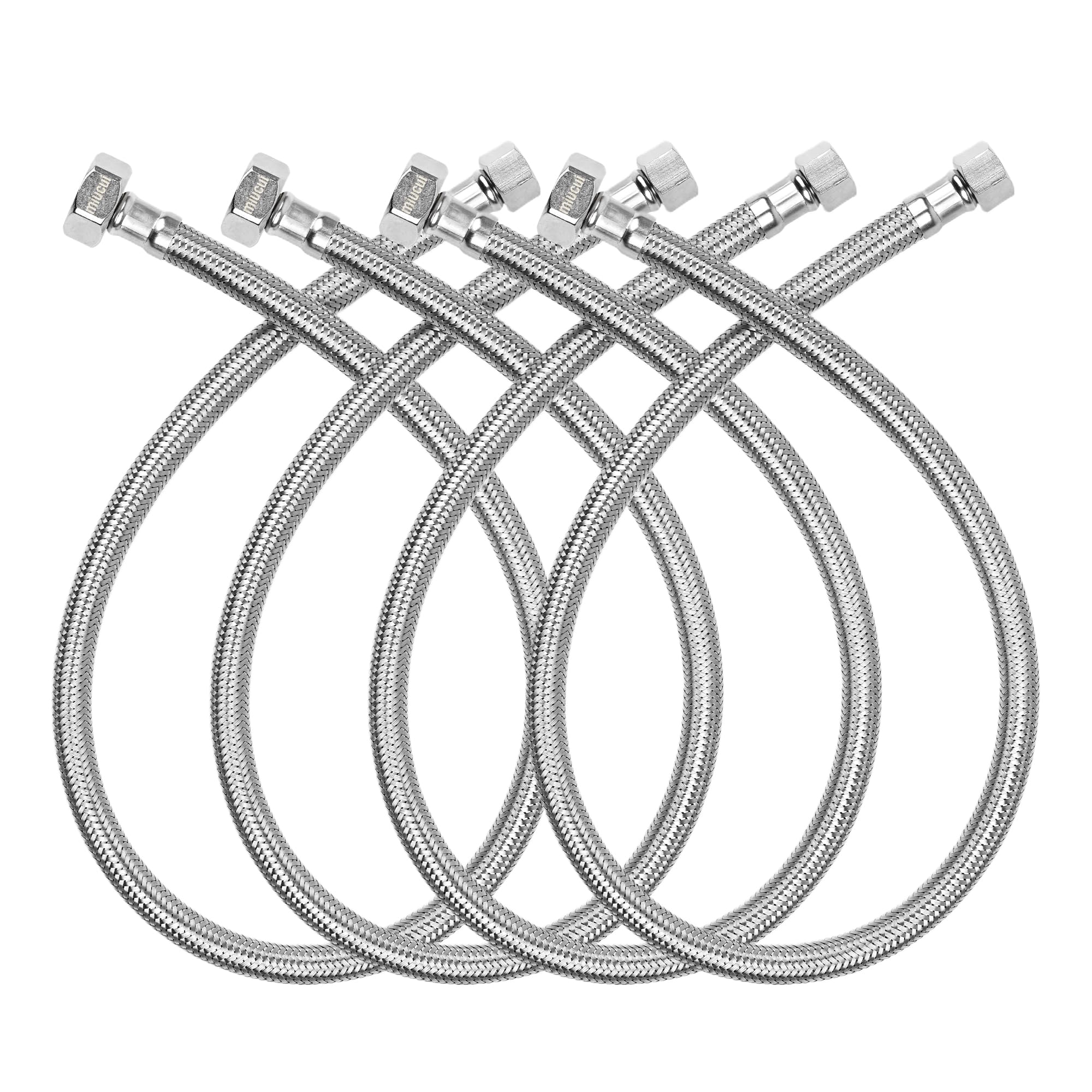 [Paquete de 4 líneas de suministro de grifo de 36 pulgadas] 1/2 pulgada FIP x 3/8 pulgadas COMP, conector de manguera de grifo de baño, línea de suministro de agua trenzada de acero inoxidable