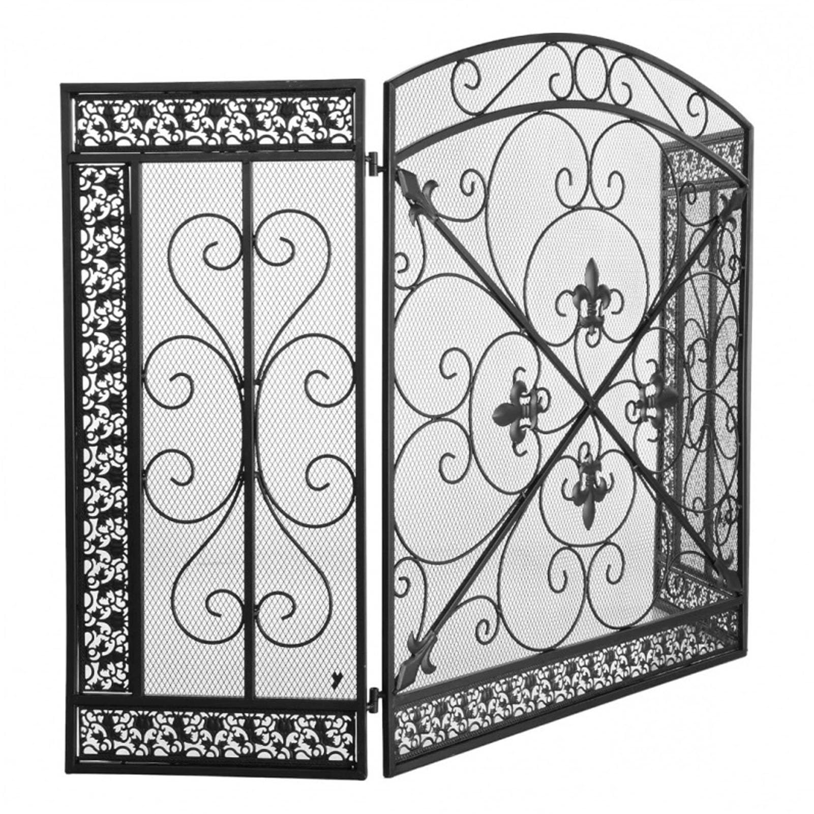 Écran de cheminée pliable en maille, pare-étincelles 3 panneaux pour foyer ouvert