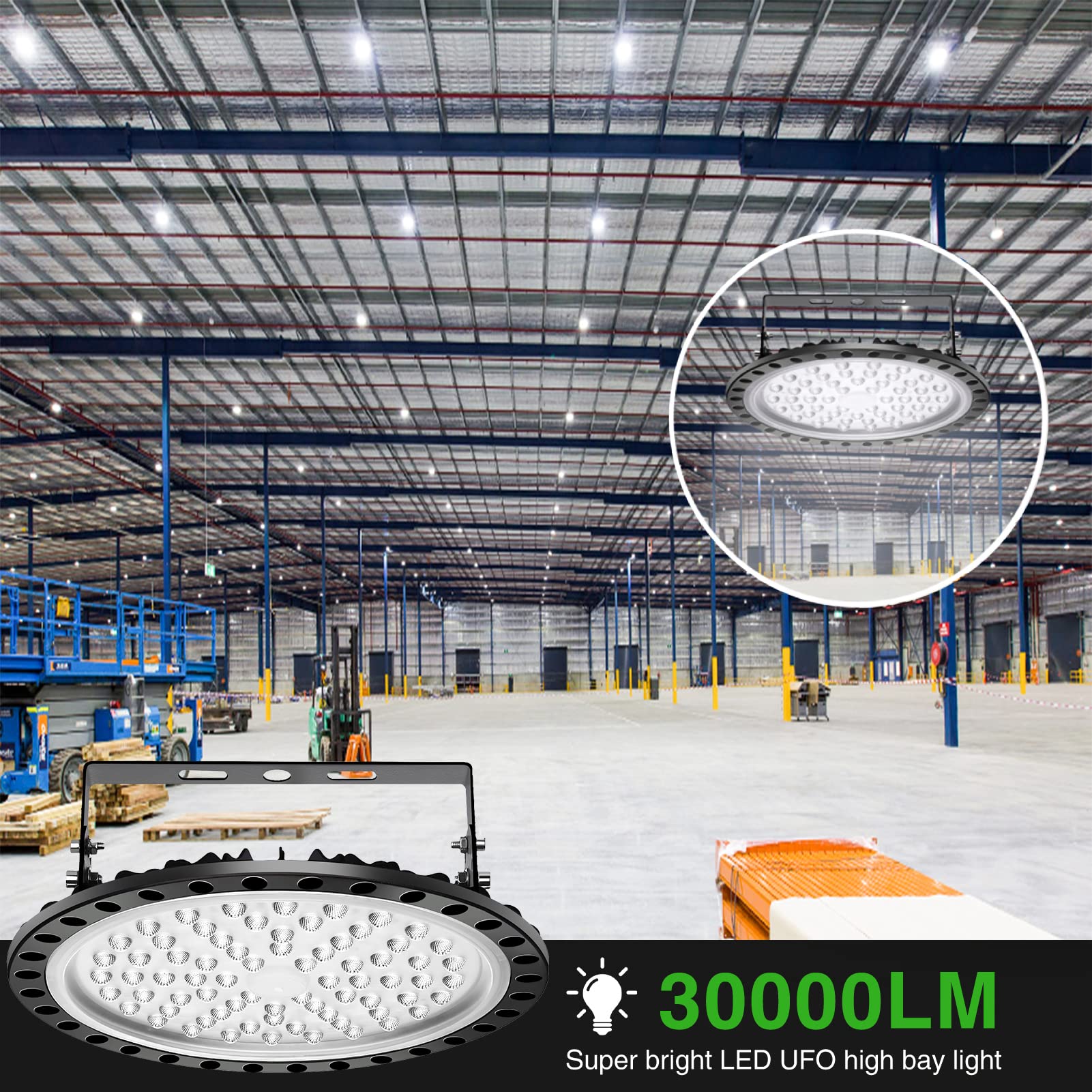Viugreum High Bay LED Shop Lights 300W UFO LED High Bay Light 30 000LM 120V LED High Bay — view 8