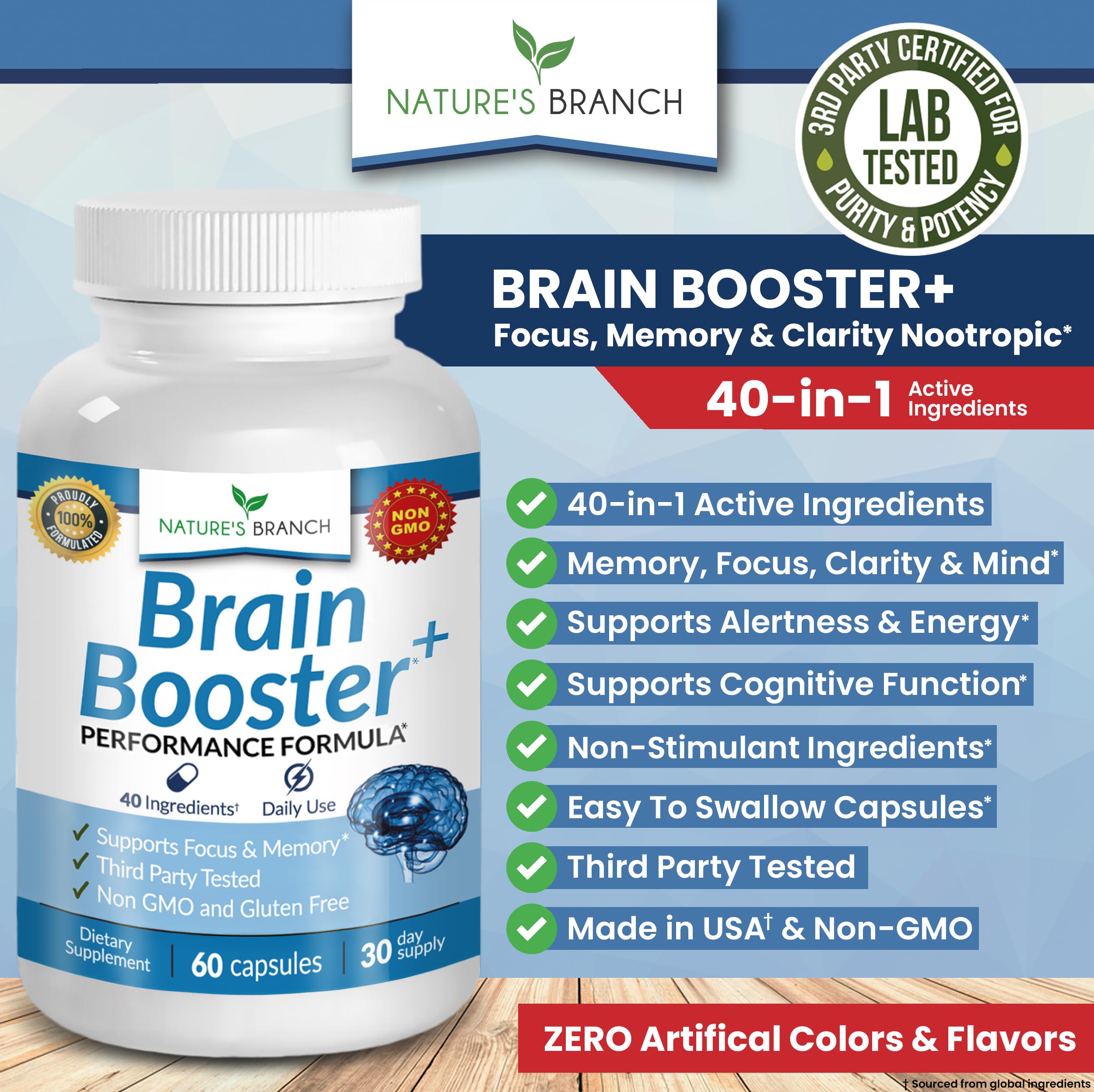 40-in-1 Brain Supplements For Memory And Focus - Performance Formula — Amazon image 2