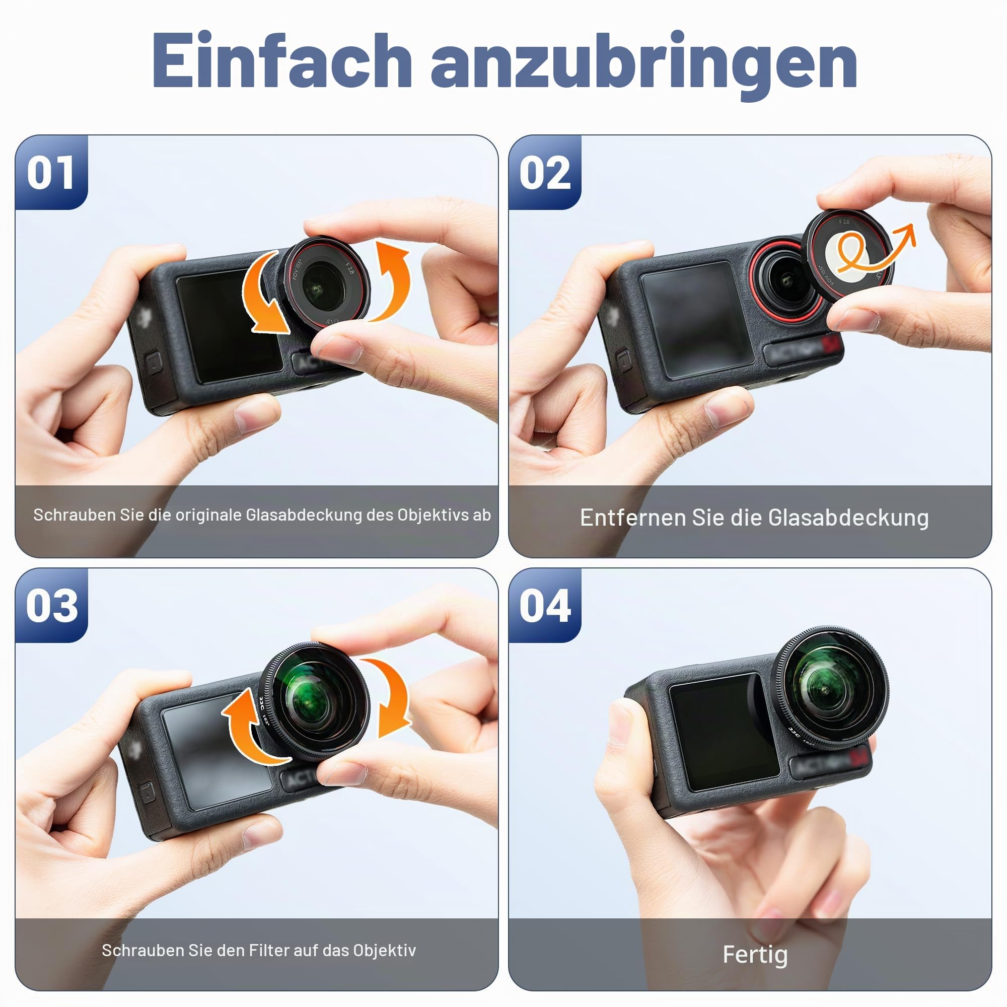 JJC Osmo Action 5 Pro 4 Weitwinkel Objektiv Set,182°FOV Weitwinkelobjektiv für DJI Osmo Action 5 Pro 4 mit Silikon Etui,0.72X Wide Angle Lens Mehrfach Vergütet Aufschraub Zubehör für Action5 Action4