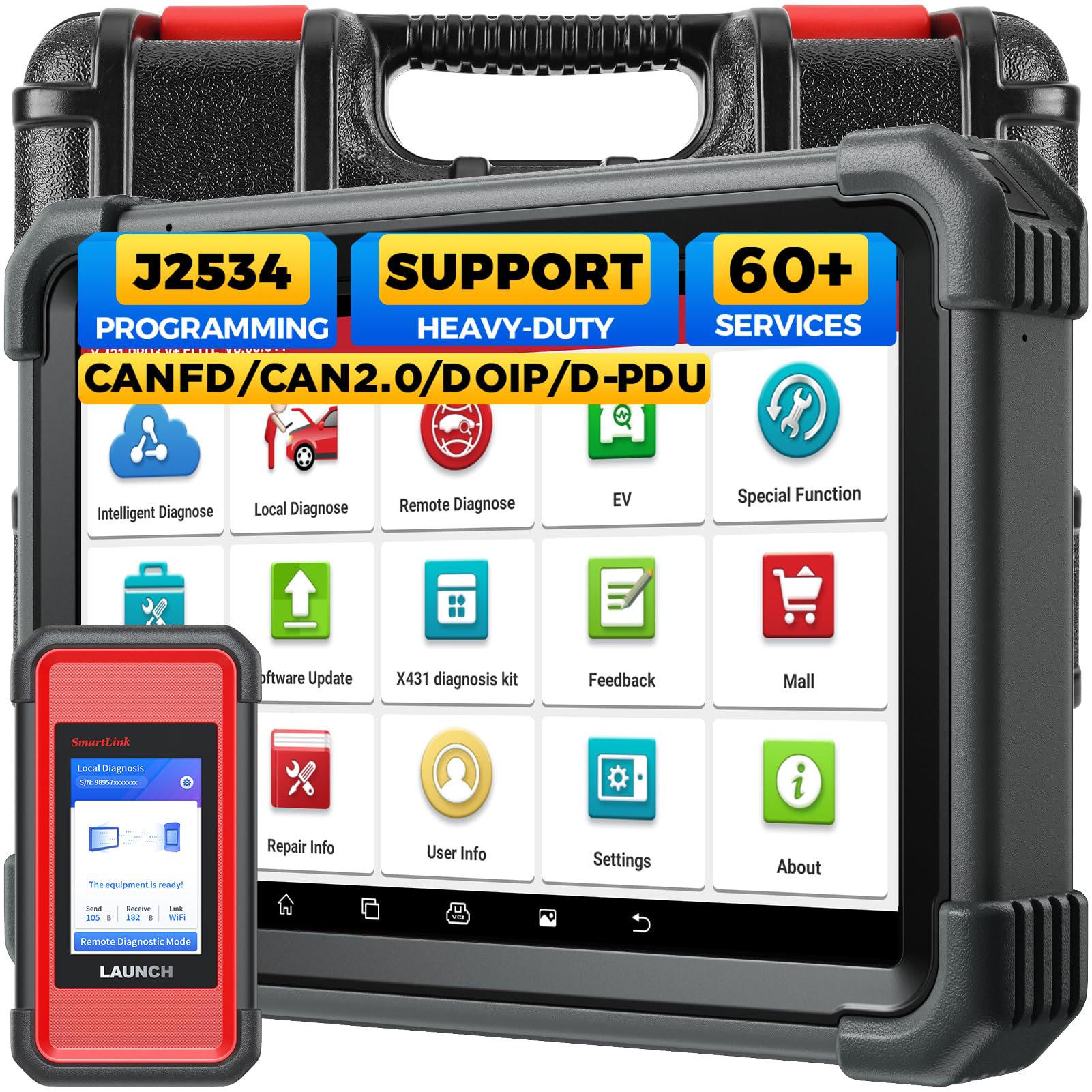 Launch X431 PRO3 V+ Elite, 2026 J2534 Pr0gramming Scan Tool, D-PDU/CANFD/DoIP Diagnostic Scanner, Online Coding, Topology Map Car Scanner, FCA SGW Scan Tool, 60+ Reset, Active Test, 2-Year Update
