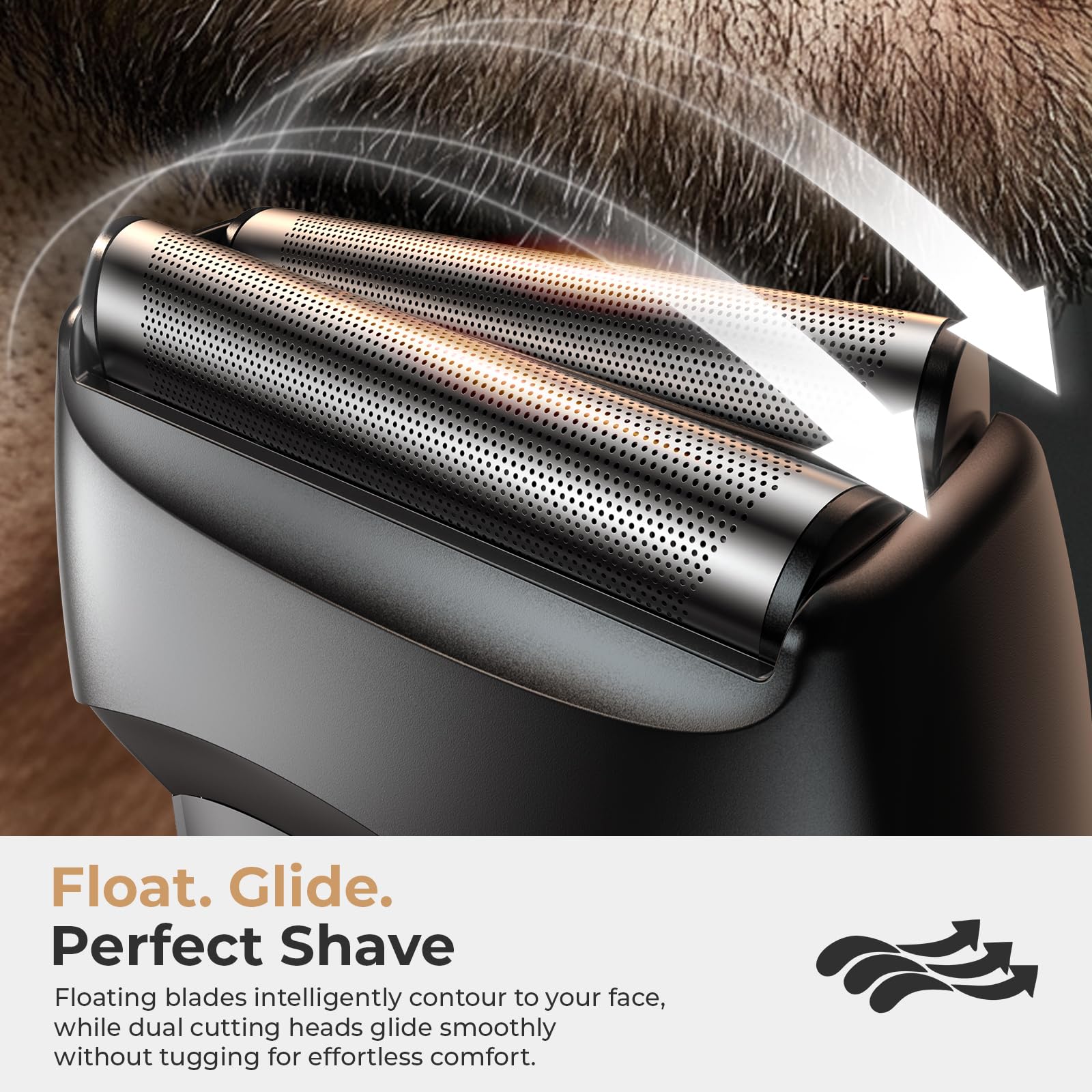 FNDNA Rechargeable Electric Razor for Men: Floating Foil Shavers with LED Display - Waterproof Wet Dry - 30° Precision Blades, Travel Lock — view 2