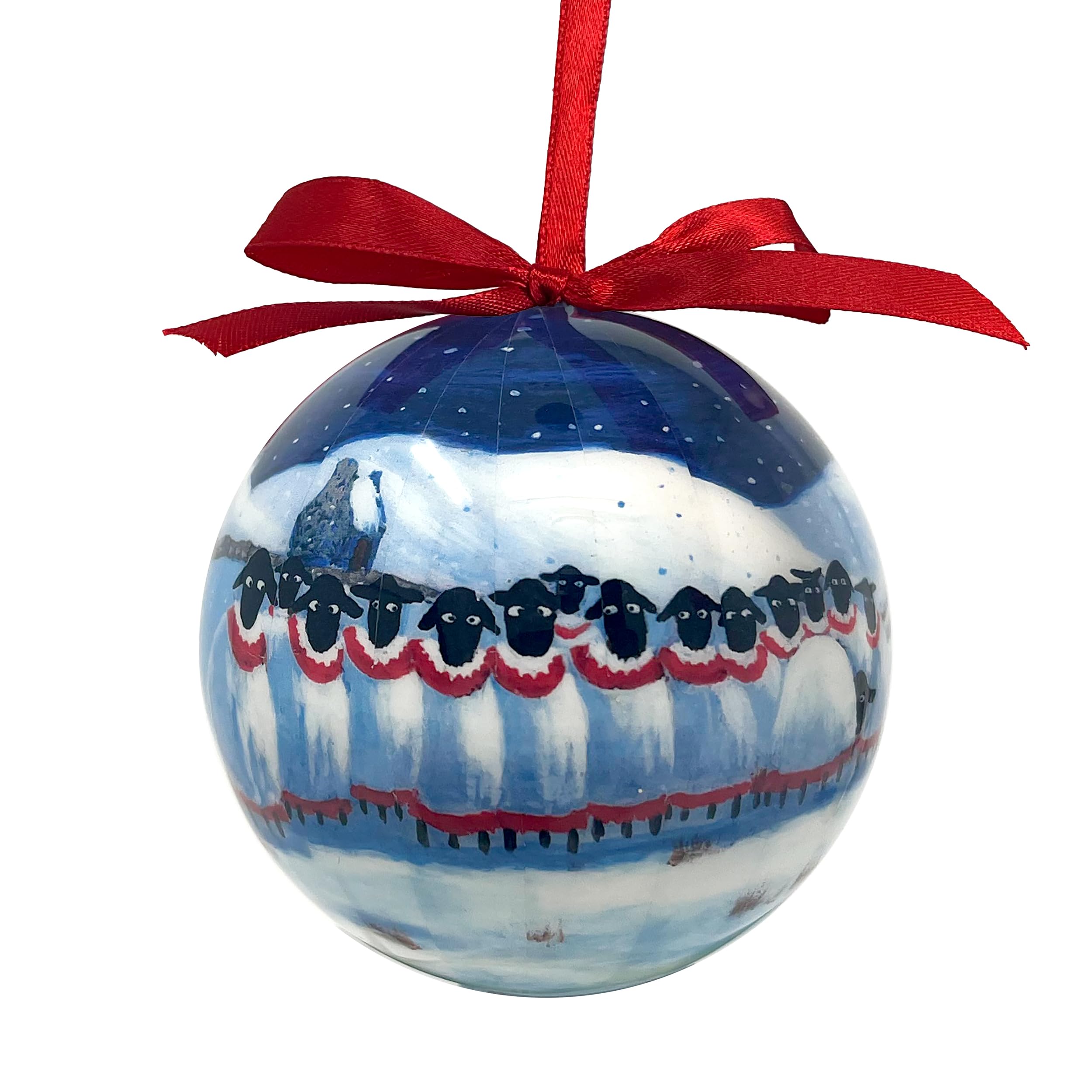Sheep Christmas Bauble by Thomas Joseph - Ornament Ball Tree Decoration - We Wish Ewe A Merry Christmas