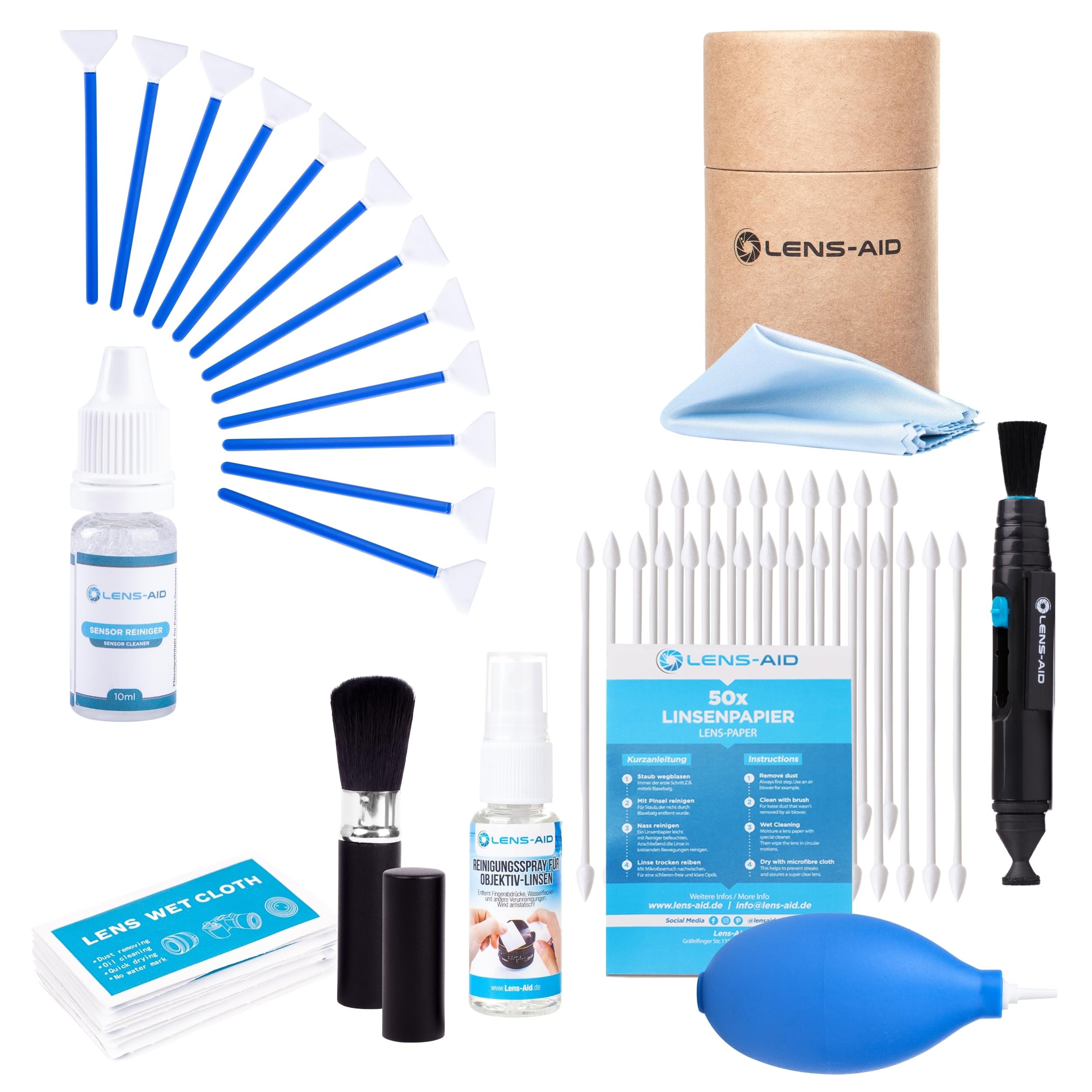 Lens-Aid kit Nettoyage Appareil Photo Plein Format 24 mm swabs