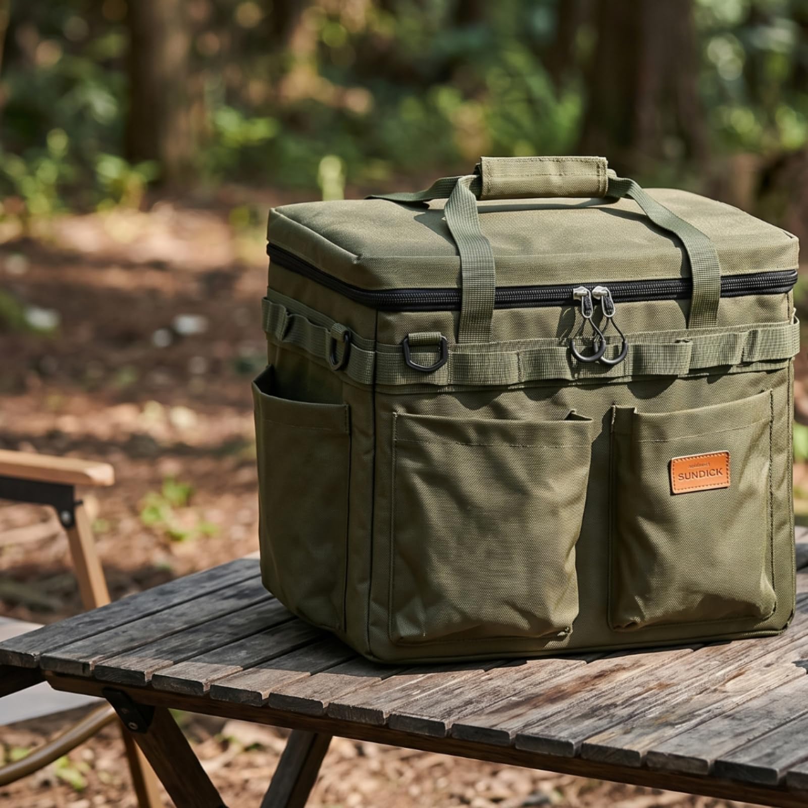 Borsa Portaoggetti da Esterno Multifunzione Borsa da Campeggio con Tasche Robusta per Campeggiatori, Escursionisti, Picnic, Auto, 黑色